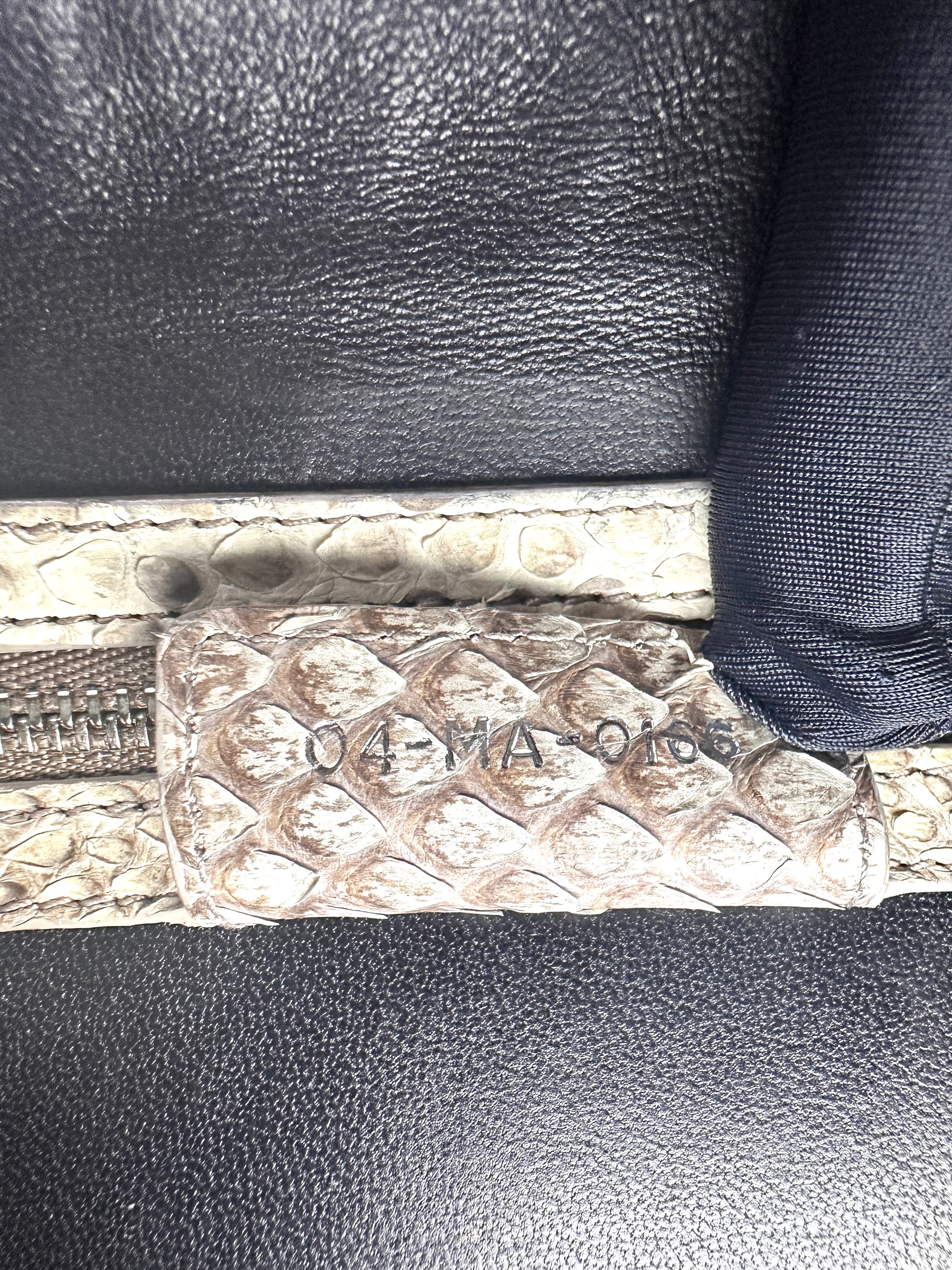 Christian Dior Lady Dior Beige/Black Exotic Python Snakeskin Handle Bag  IRIS147