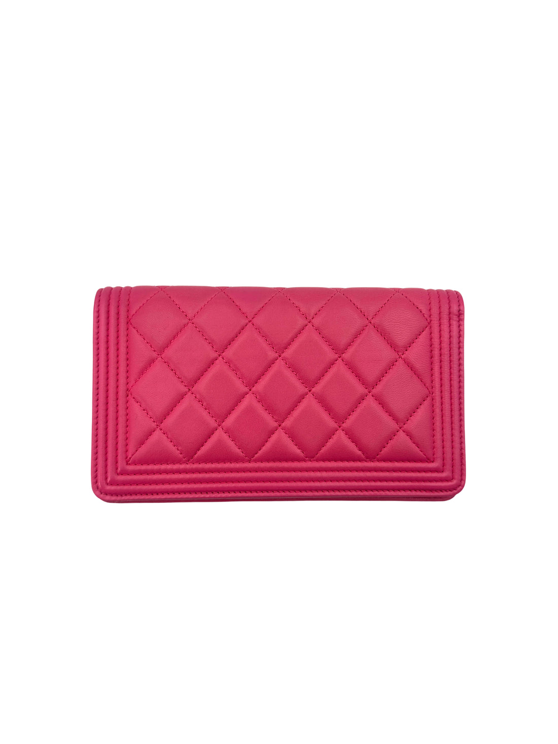 Chanel LeBoy Pink Quilted Leather Wallet With Aged Silver Buckle(19***91) CC1739