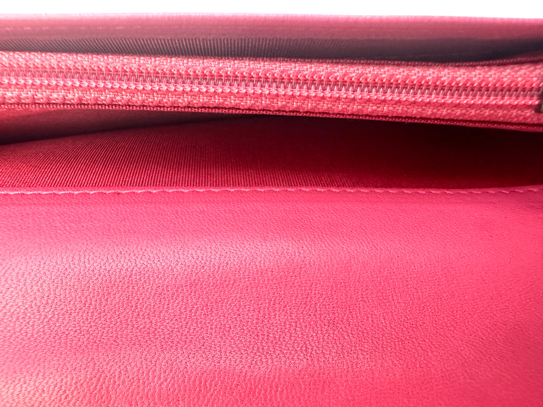 Chanel LeBoy Pink Quilted Leather Wallet With Aged Silver Buckle(19***91) CC1739
