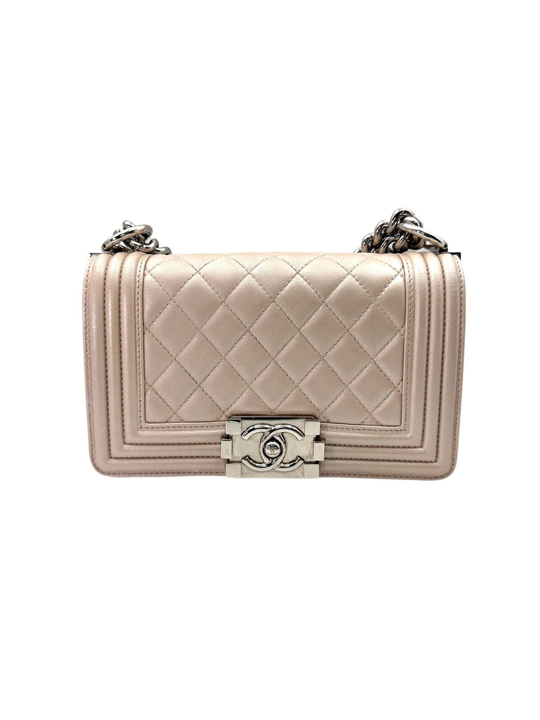 Chanel LeBoy Pink Quilted Leather Small Size Flap Bag With Aged Silver Buckle(16***67) CC1736