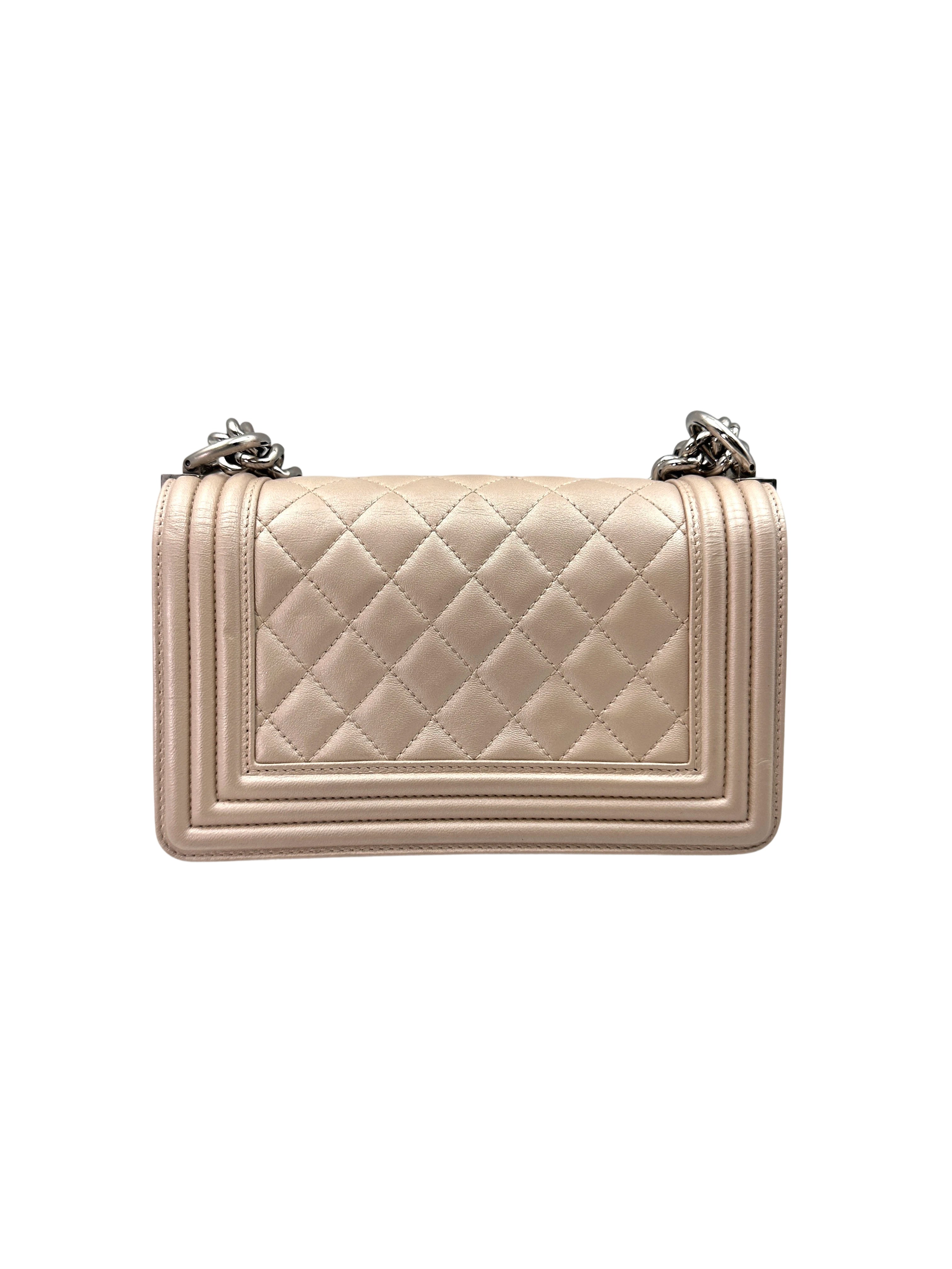 Chanel LeBoy Pink Quilted Leather Small Size Flap Bag With Aged Silver Buckle(16***67) CC1736