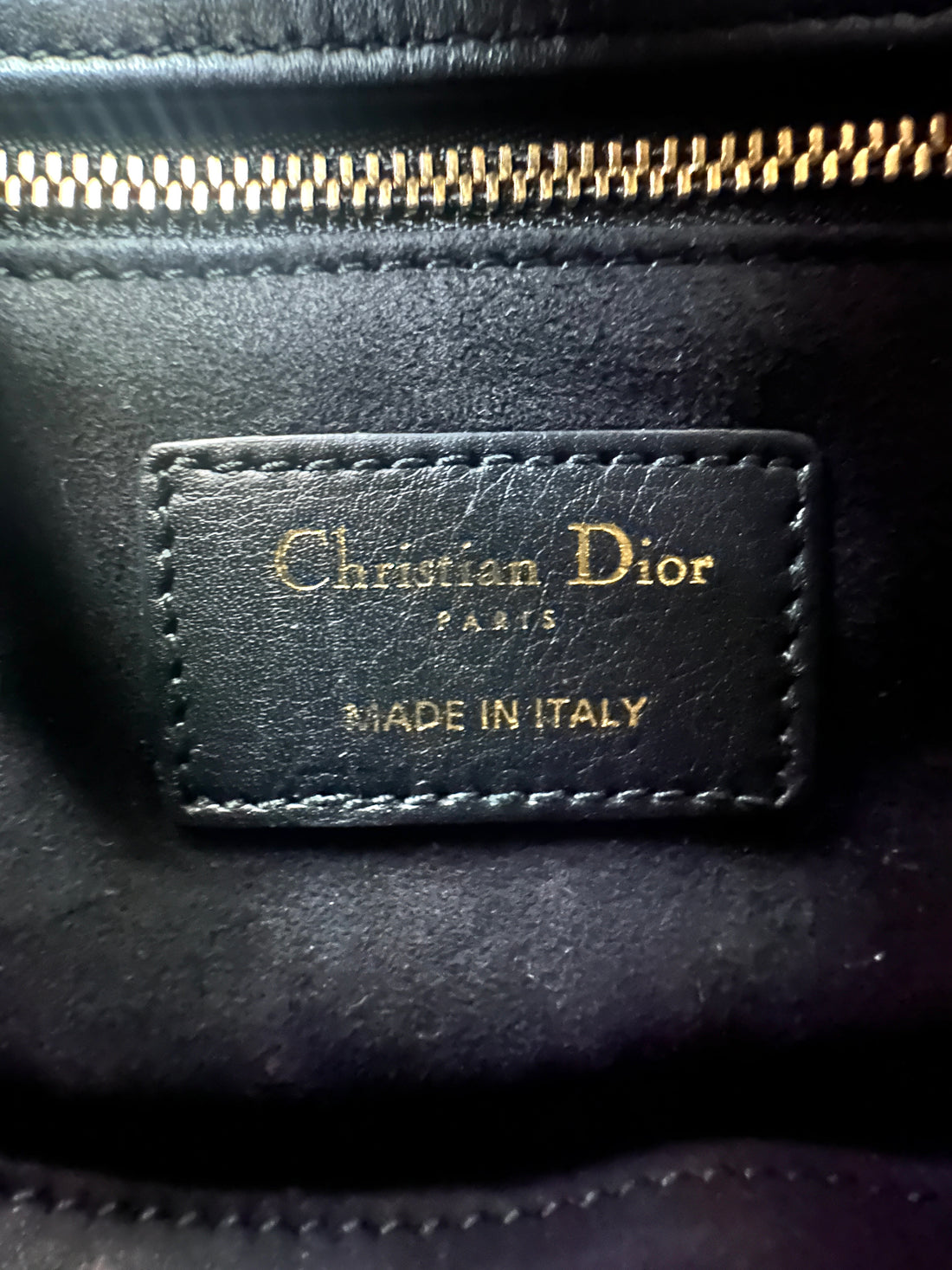 Christian Dior Lady Dior Black Gold "Clovers" Embroidered Handle Bag Wih Gold Charms IRIS138