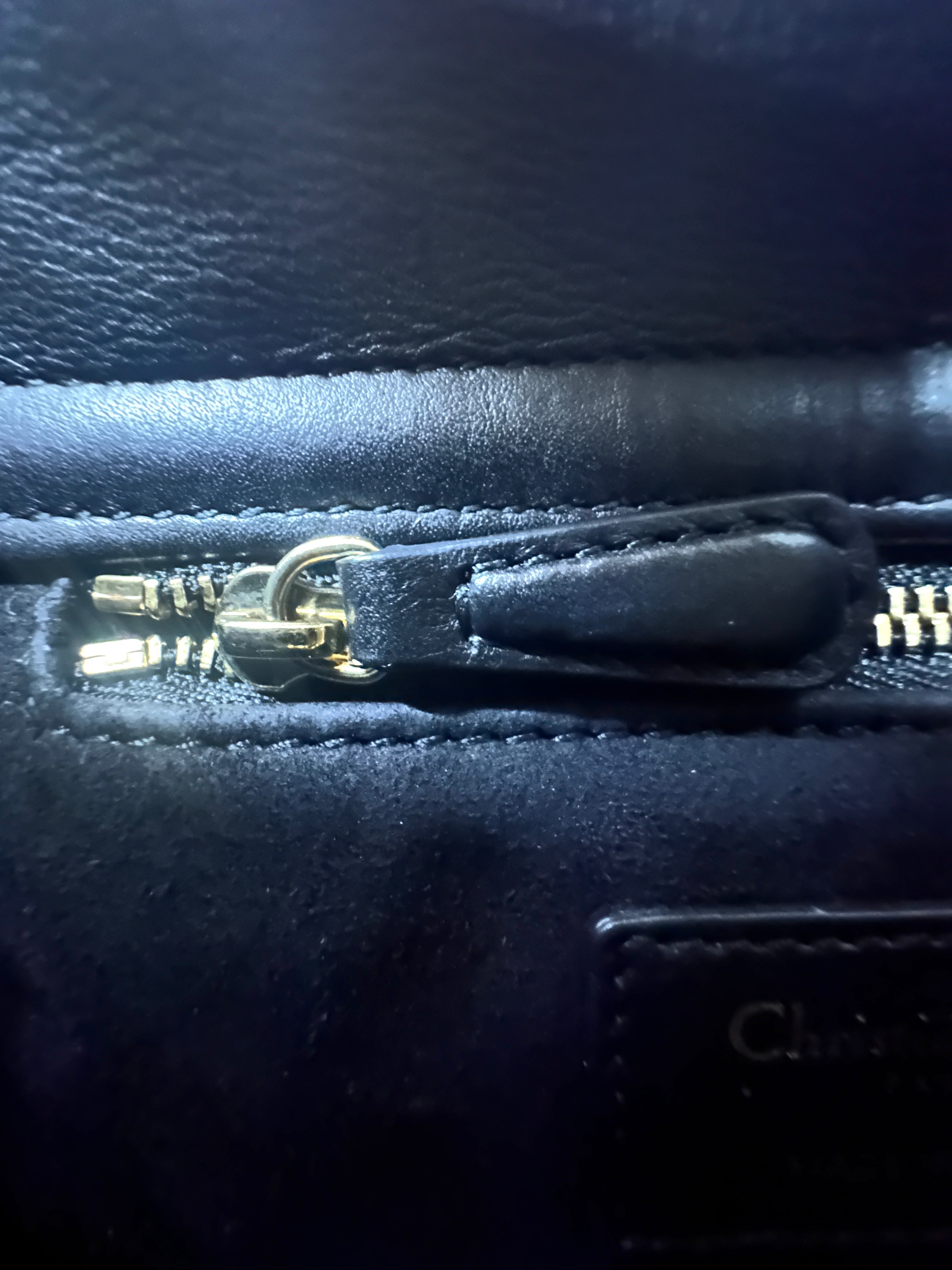Christian Dior Lady Dior Black Gold "Clovers" Embroidered Handle Bag Wih Gold Charms IRIS138