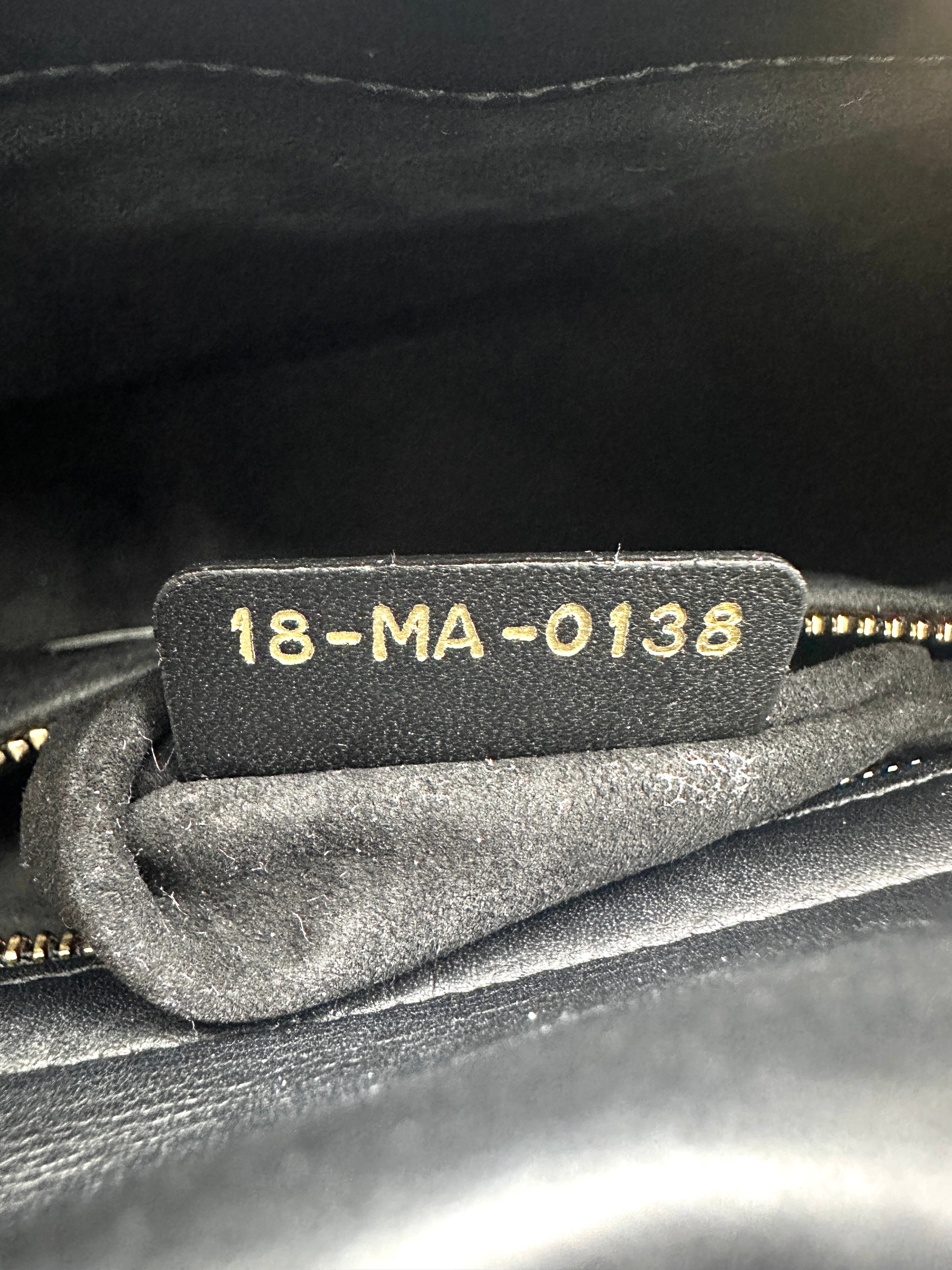 Christian Dior Lady Dior Black Gold "Clovers" Embroidered Handle Bag Wih Gold Charms IRIS138