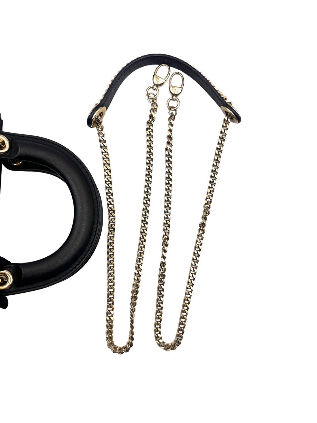 Christian Dior Lady Dior Black Gold "Clovers" Embroidered Handle Bag Wih Gold Charms IRIS138