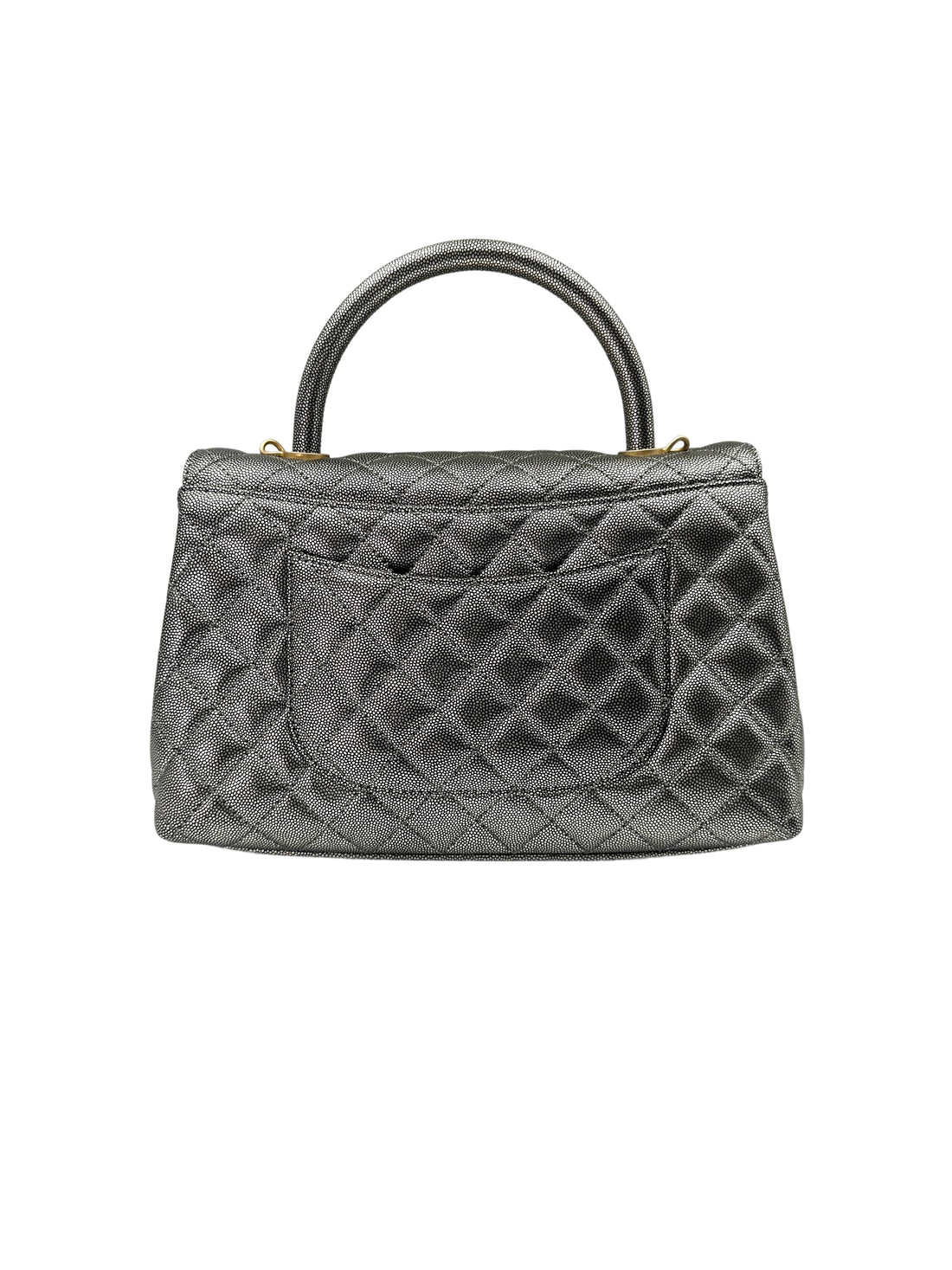 Chanel CoCo Handle Silver Quilted Leather Medium Size Shoulder Bag(28***56) IRIS143