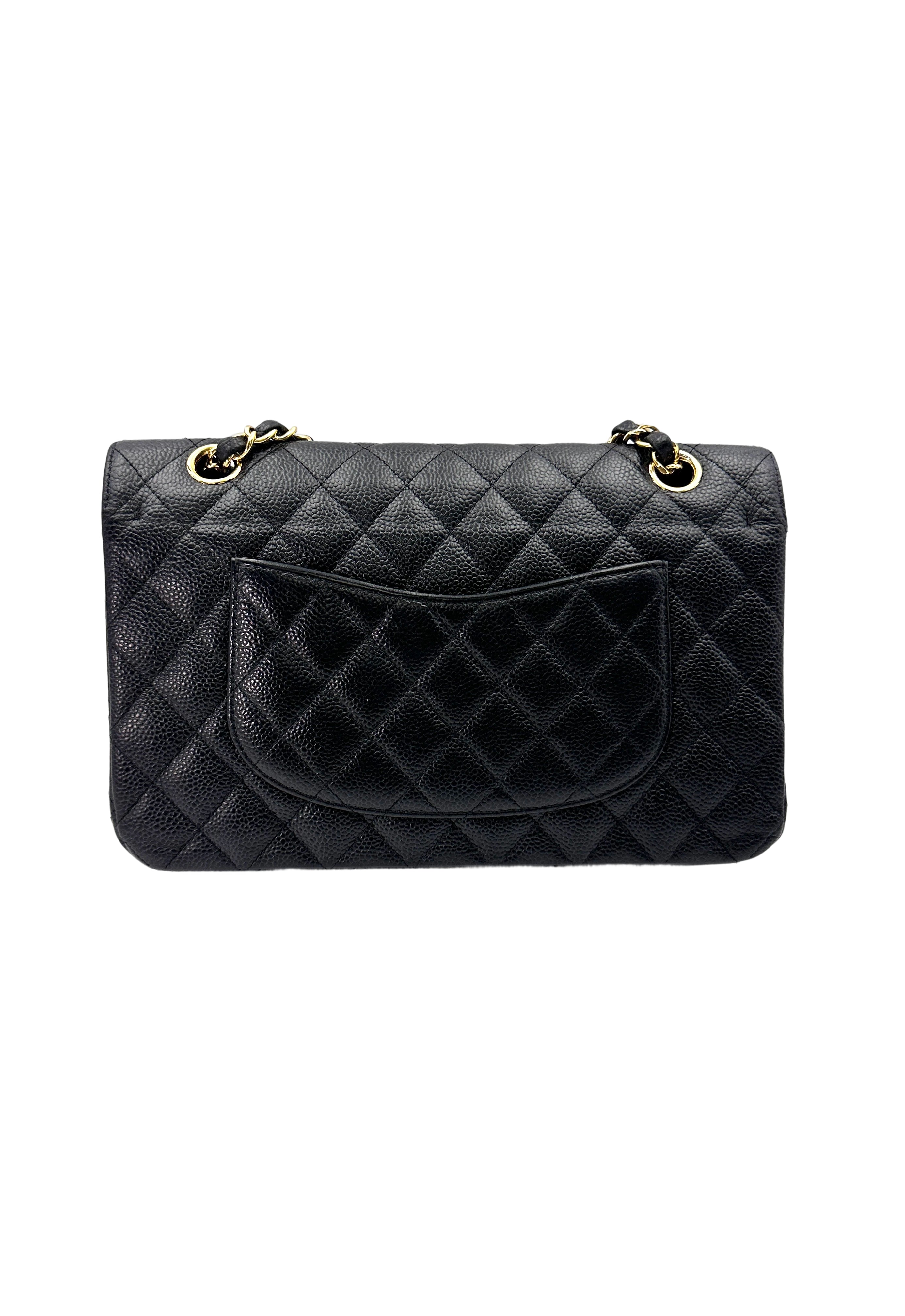 Chanel Classic Flap Black Quilted Calfskin Medium Size Shoulder Bag With Gold Hardware(18***62) CC1740
