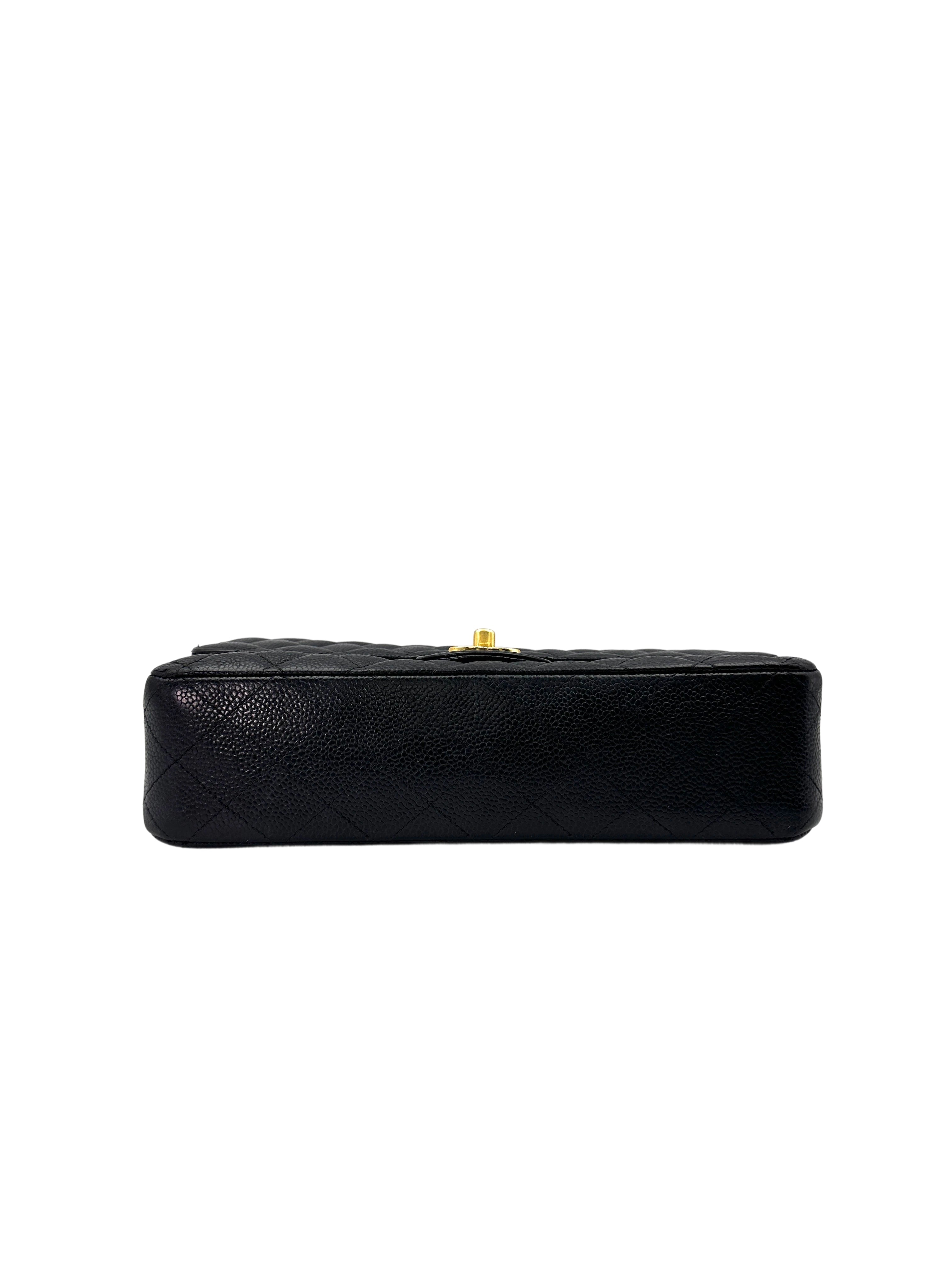 Chanel Classic Flap Black Quilted Calfskin Medium Size Shoulder Bag With Gold Hardware(18***62) CC1740