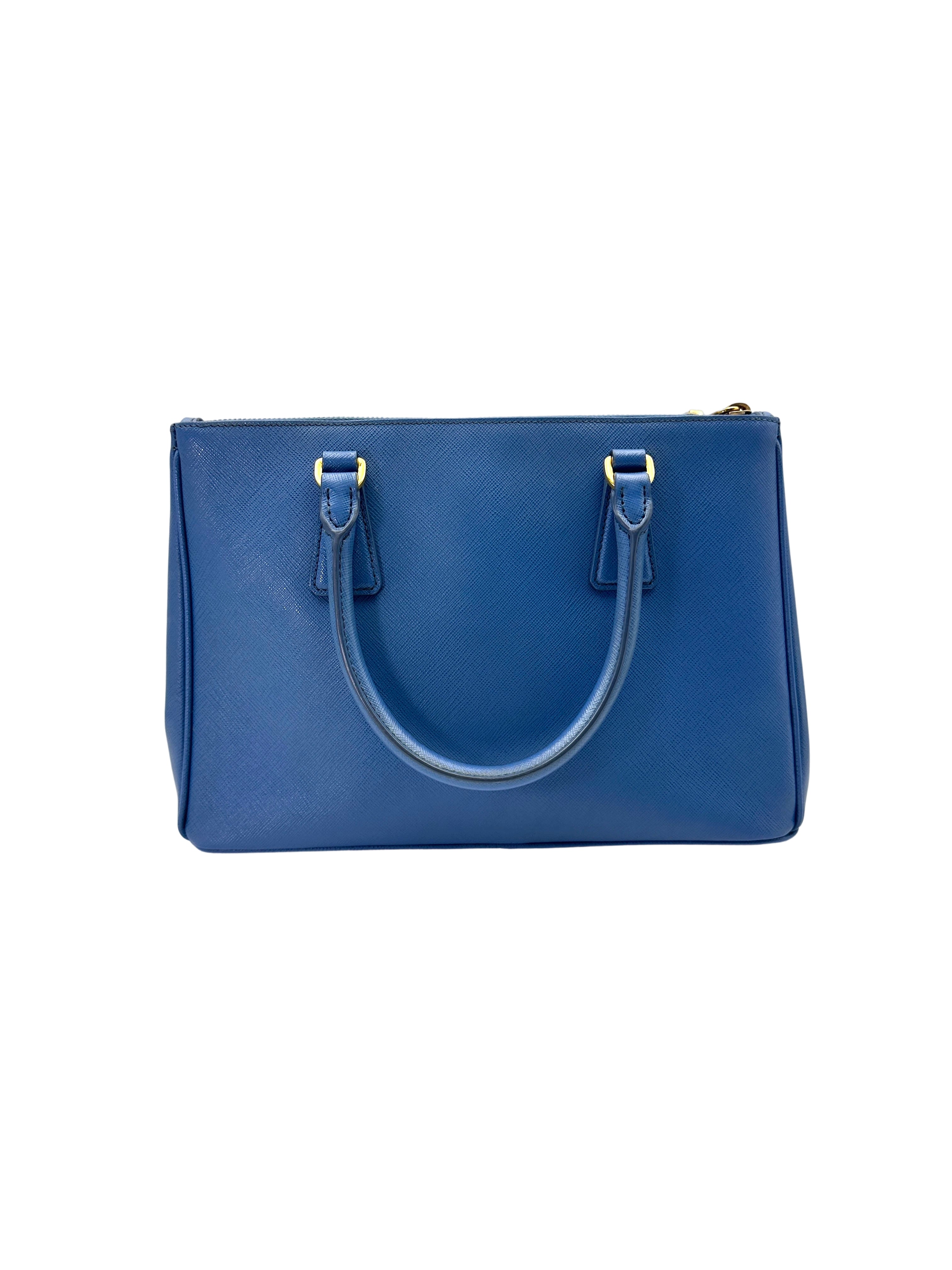 Prada Galleria Blue Saffiano Leather Medium Size Handle Bag PR255