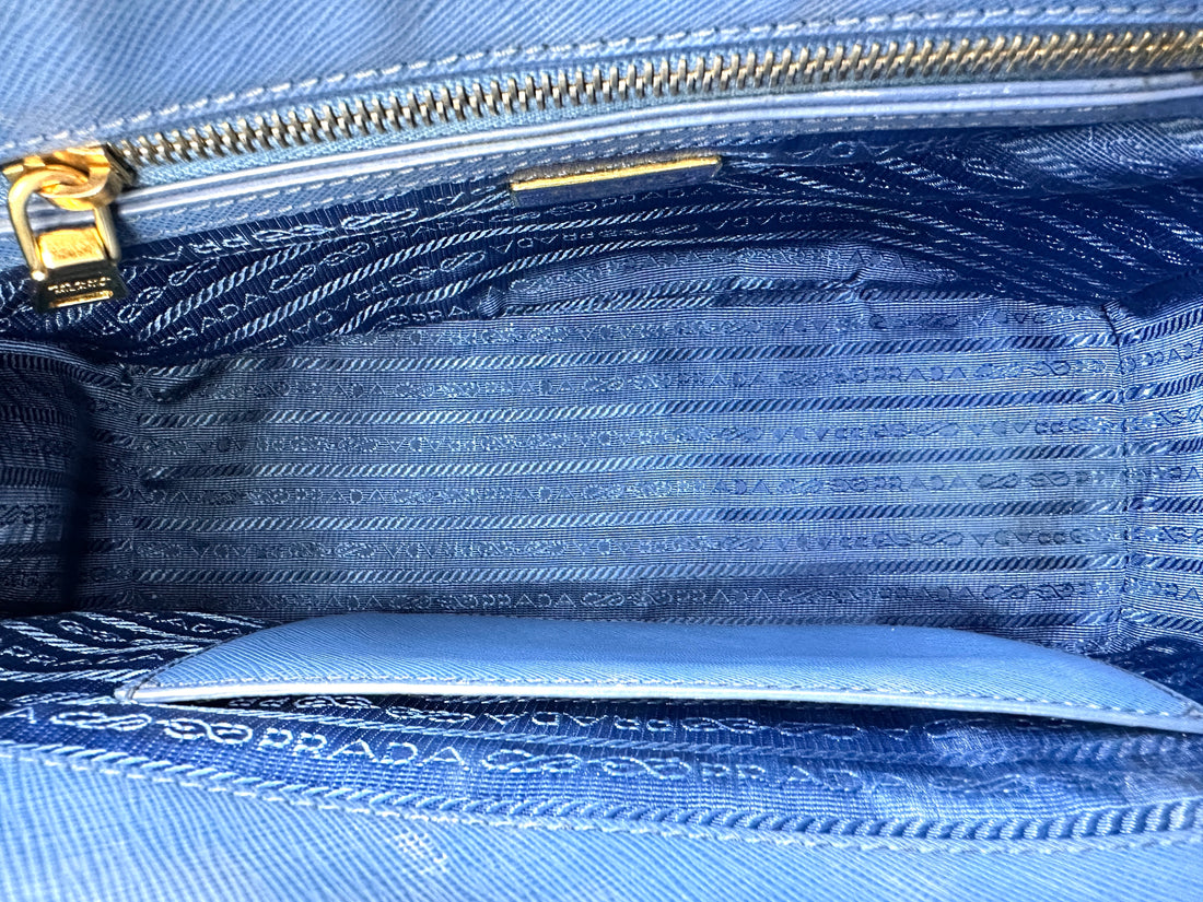 Prada Galleria Blue Saffiano Leather Medium Size Handle Bag PR255