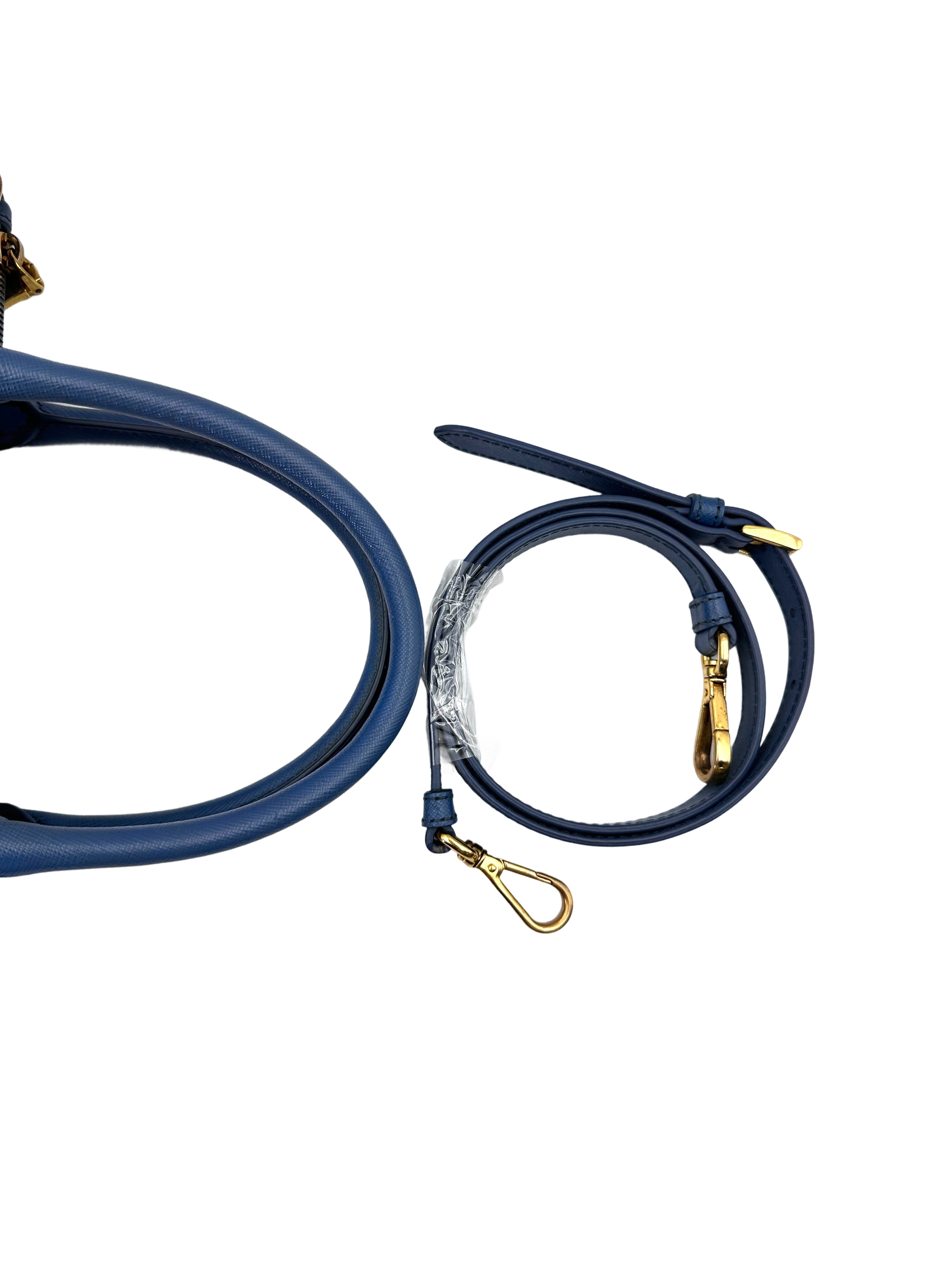 Prada Galleria Blue Saffiano Leather Medium Size Handle Bag PR255