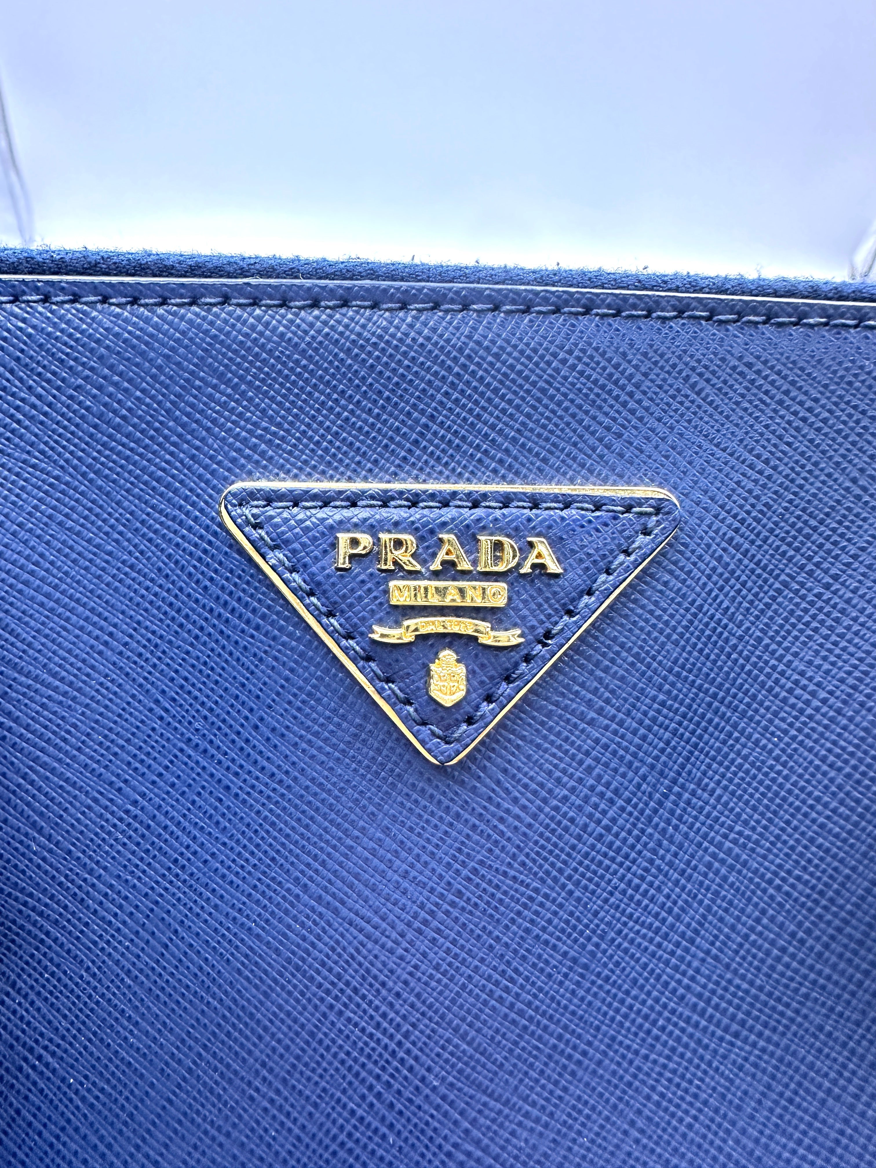 Prada Galleria Navy Saffiano Leather Large Size Handle Bag PR256