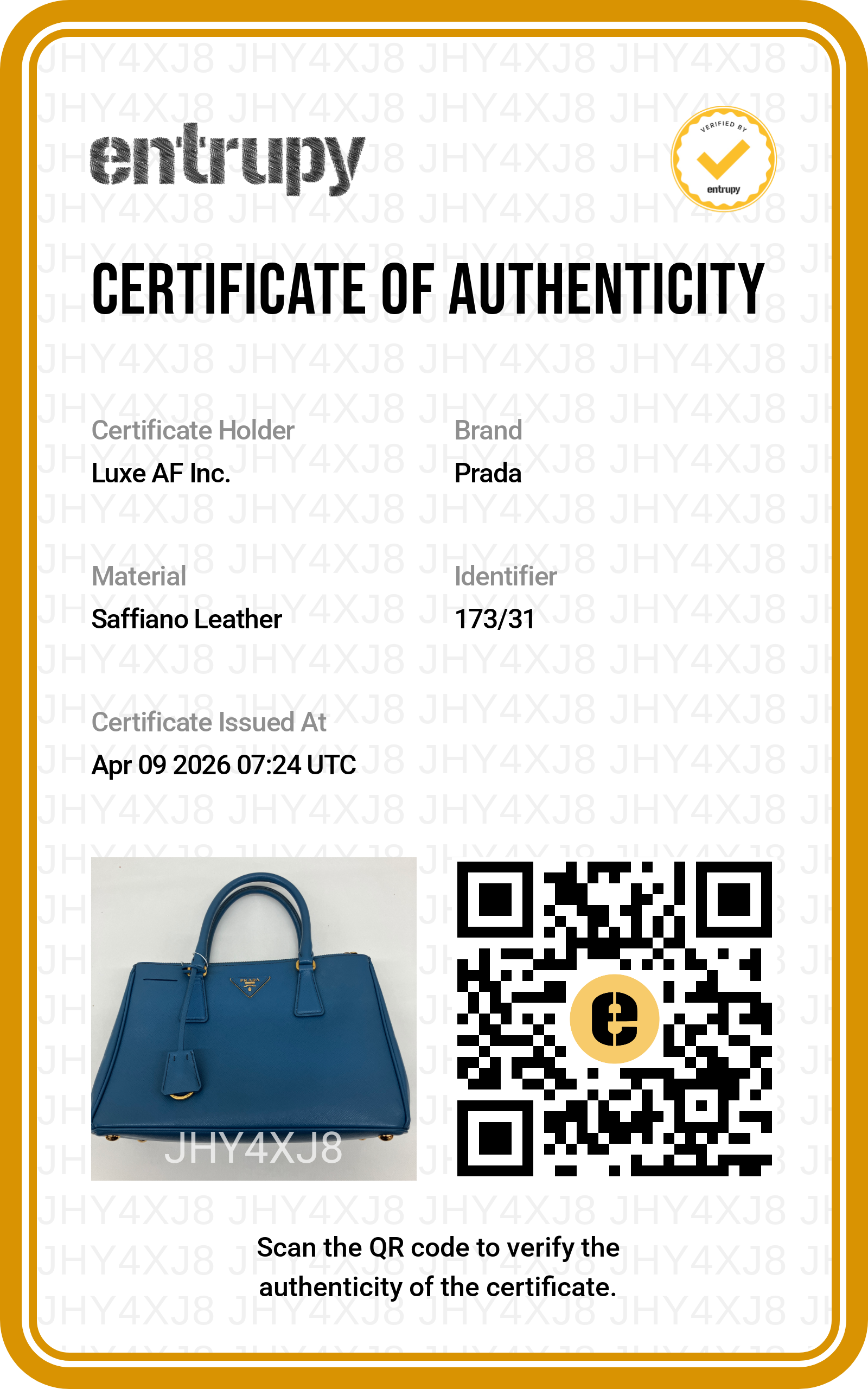 Prada Galleria Blue Saffiano Leather Medium Size Handle Bag PR255