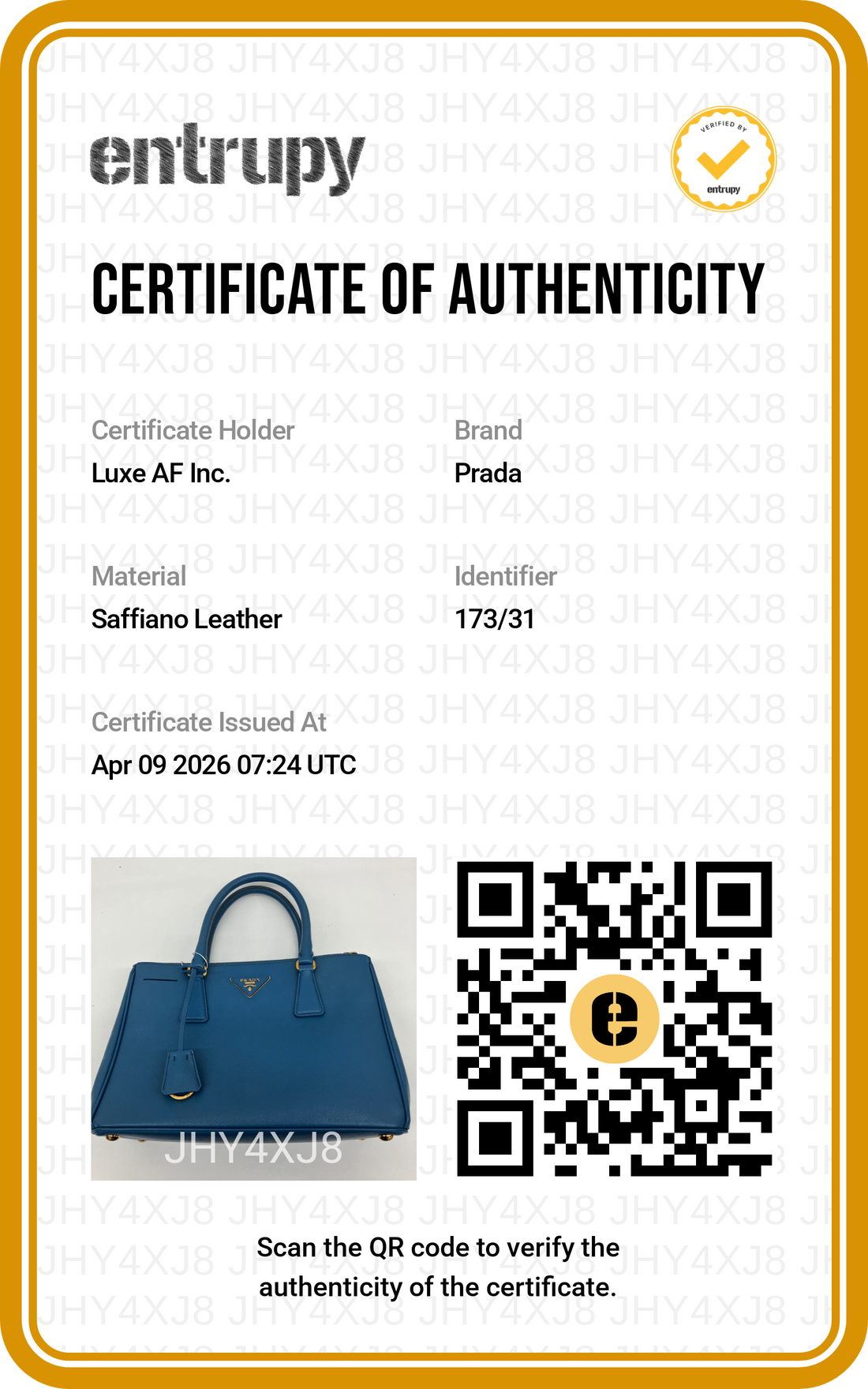 Prada Galleria Blue Saffiano Leather Medium Size Handle Bag PR255