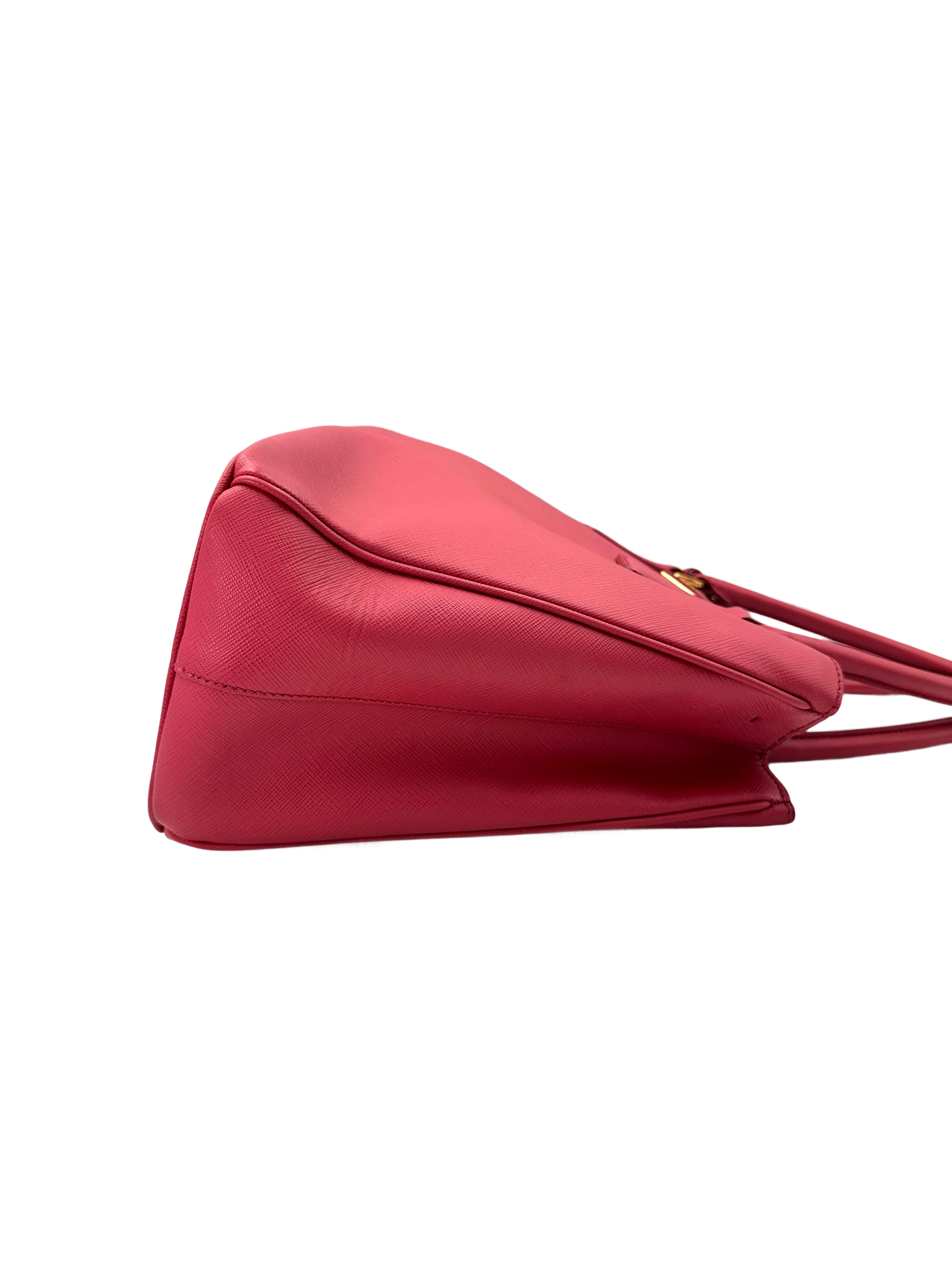 Prada Galleria Red Saffiano Lux Leather Handle Bag PR259