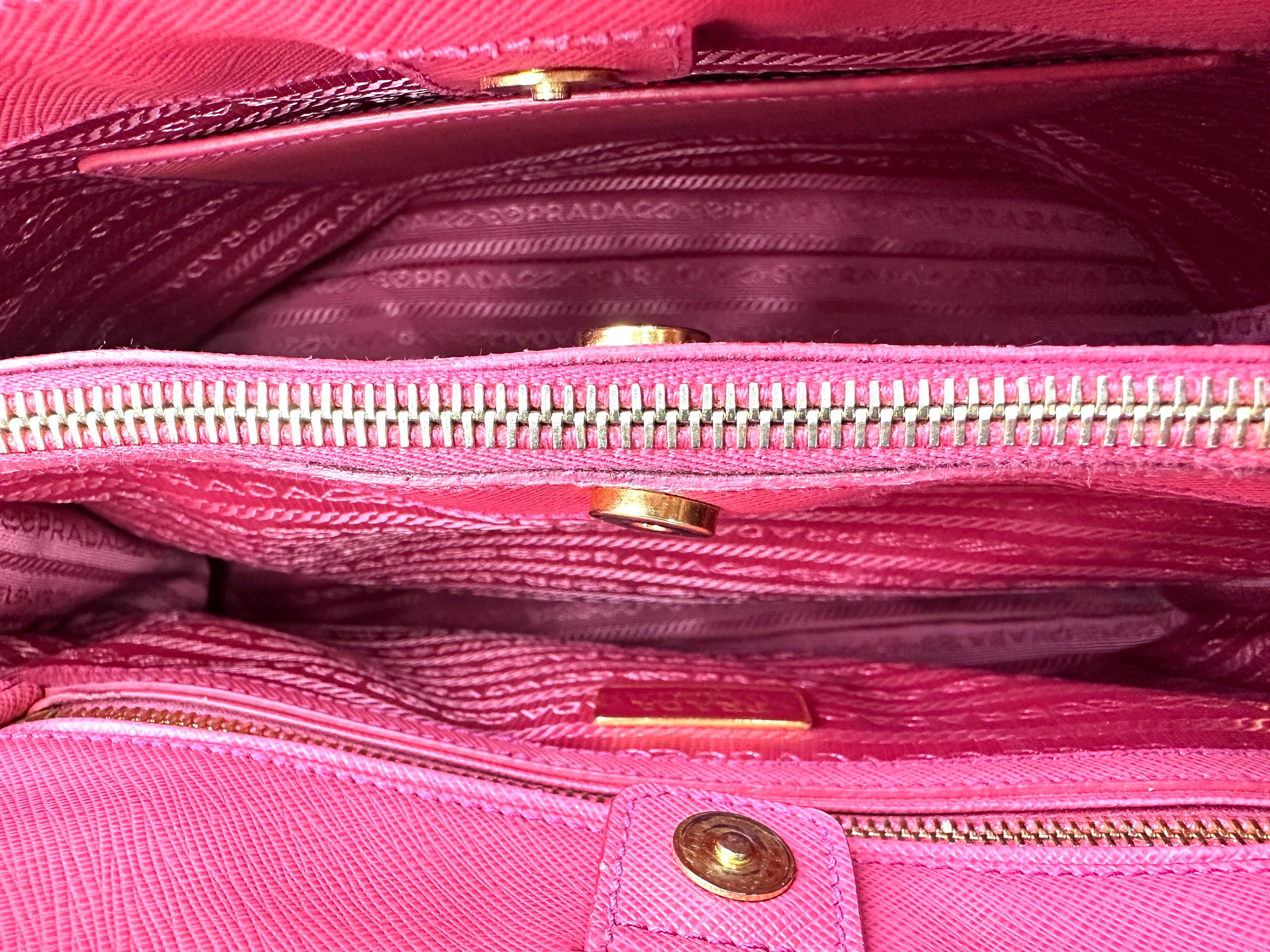 Prada Galleria Red Saffiano Lux Leather Handle Bag PR259