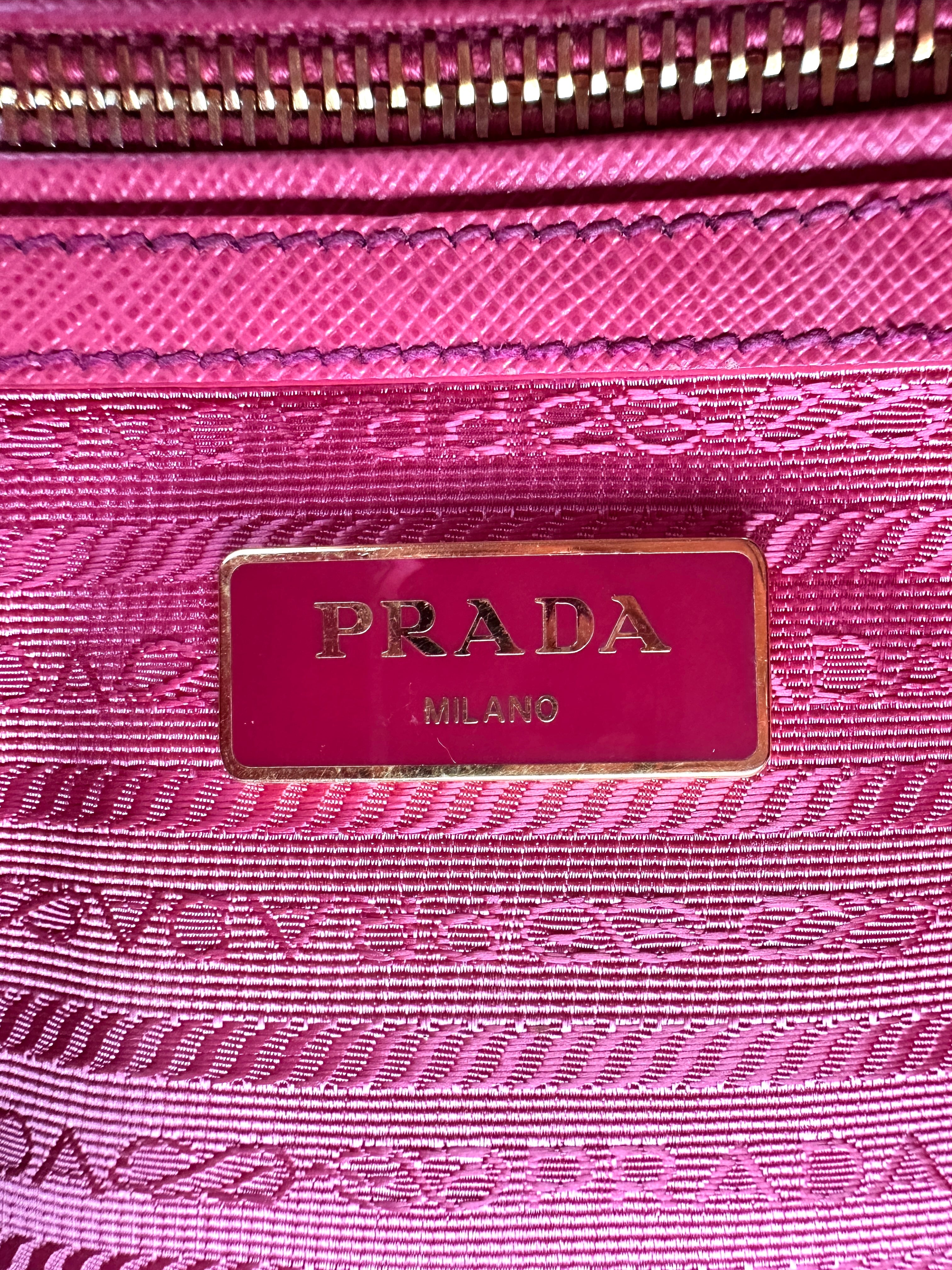 Prada Galleria Red Saffiano Lux Leather Handle Bag PR259