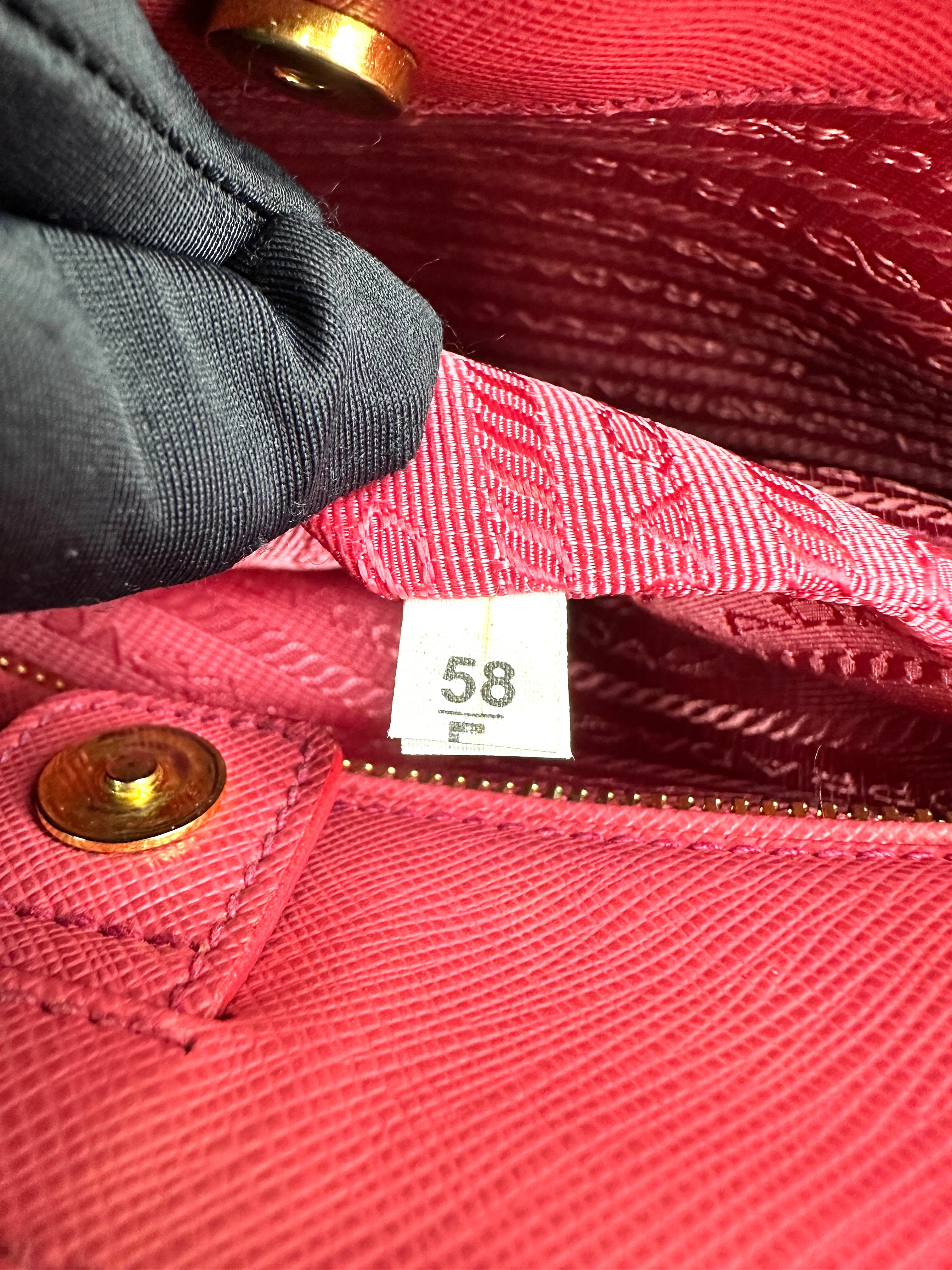 Prada Galleria Red Saffiano Lux Leather Handle Bag PR259