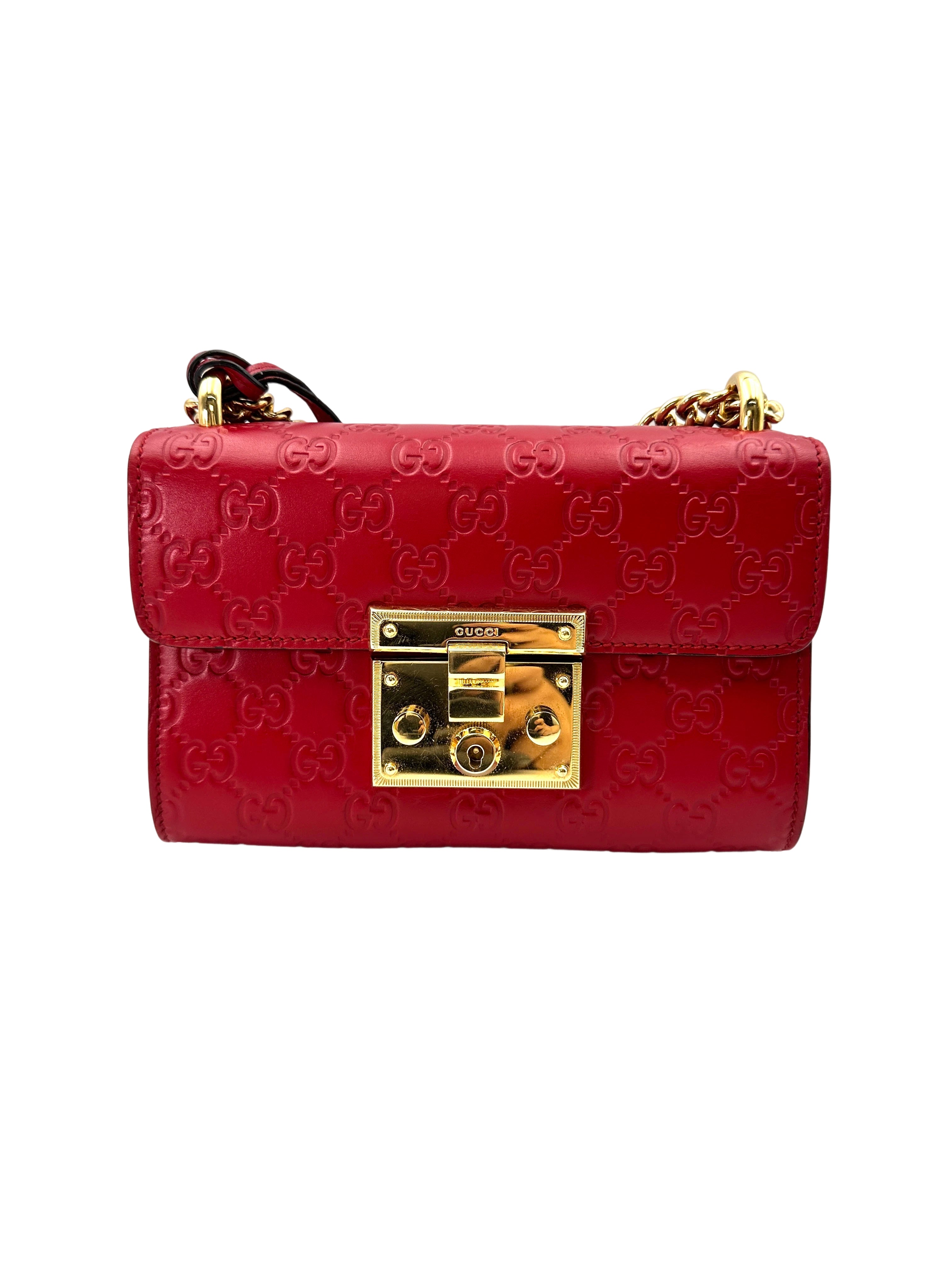 Gucci Padlock GG Guccissima Red Leather Shoulder Bag GG836