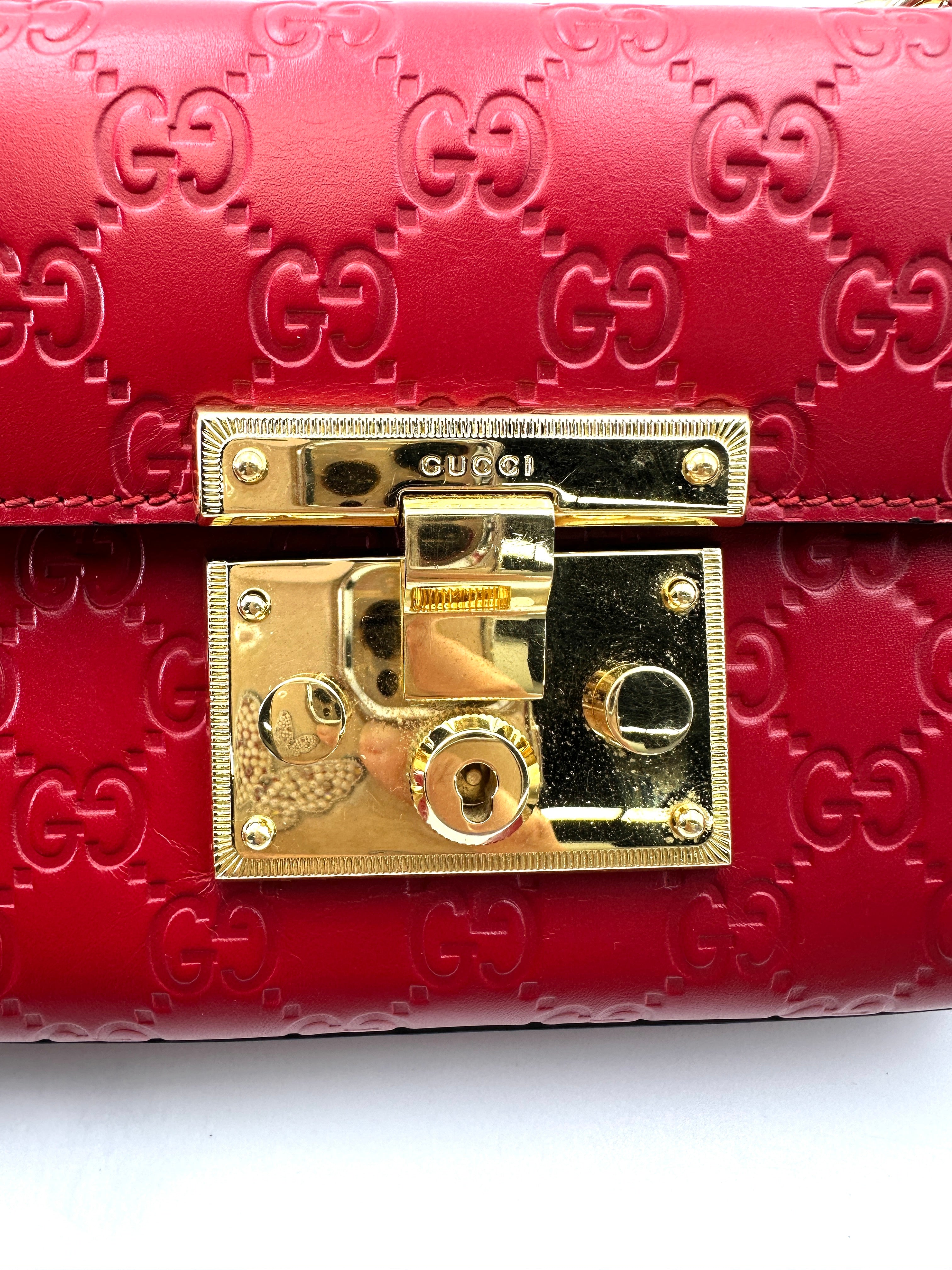 Gucci Padlock GG Guccissima Red Leather Shoulder Bag GG836