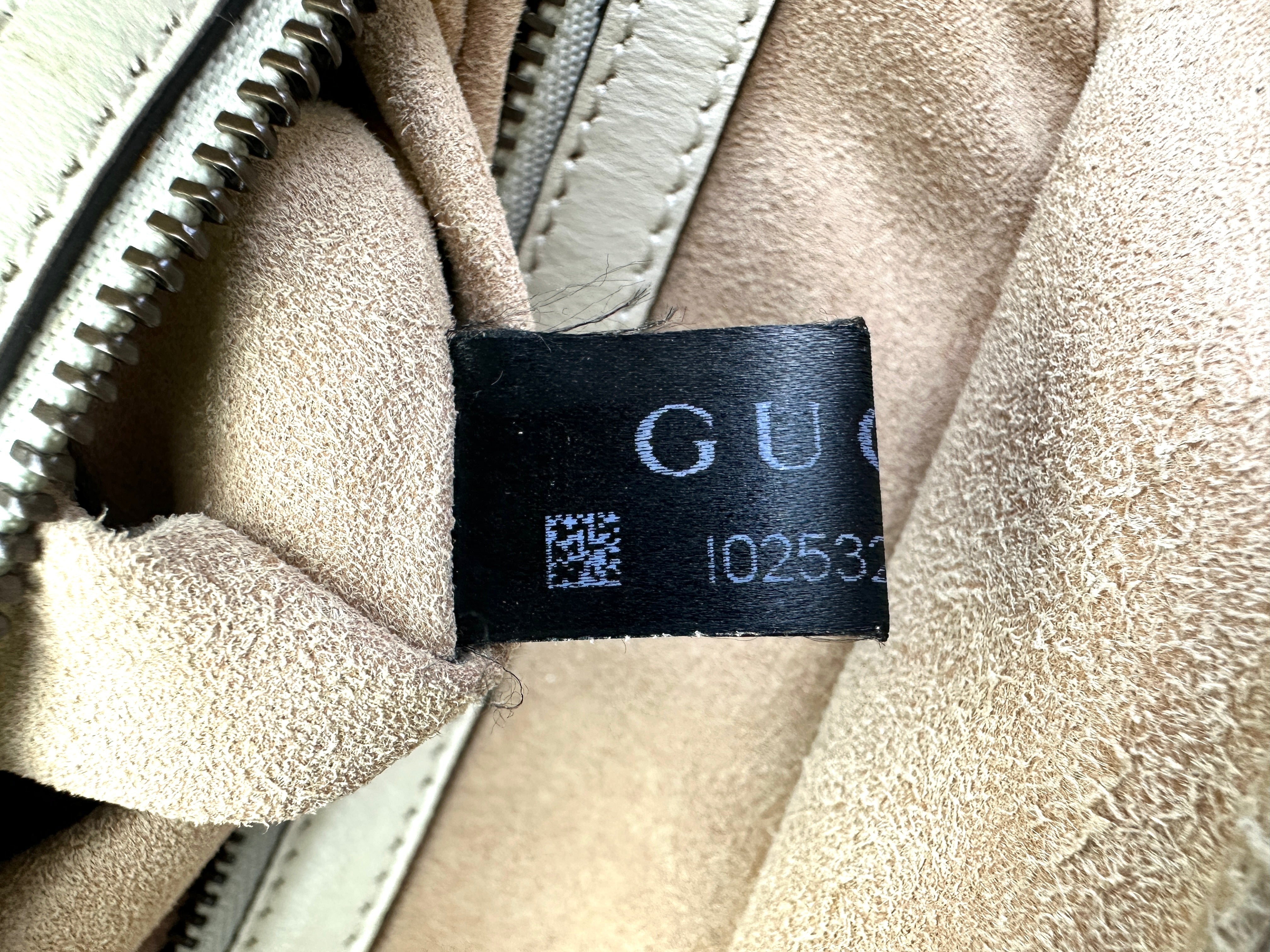 Gucci GG Marmont White Matelasse Chevron Leather Top Handle Bag GG838
