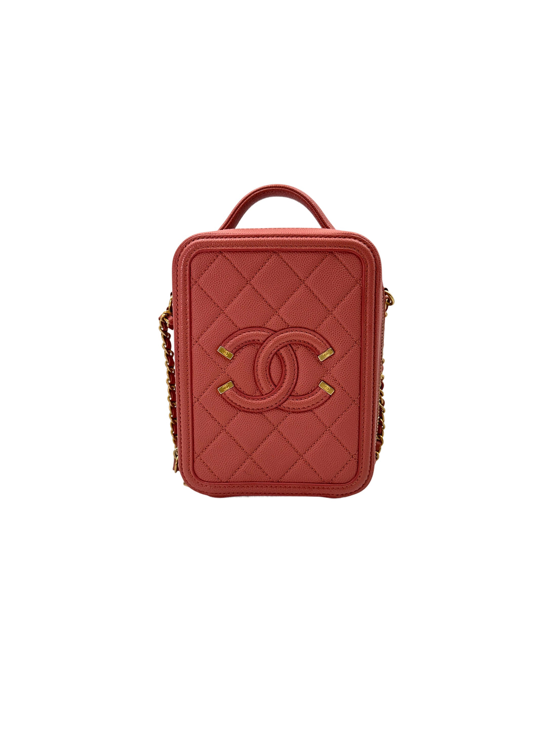 Chanel CC Filigree Pink Quilted Leather Vertical Vanity Case(28***17) CC1743