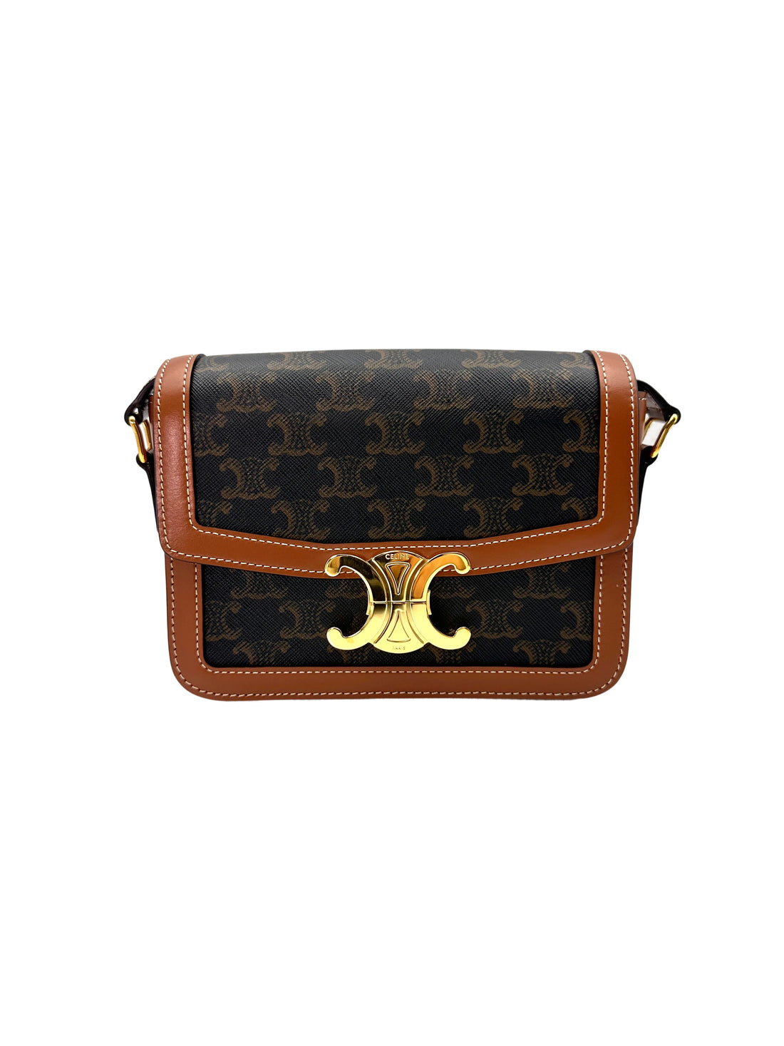 Celine Teen Triomphe Brown Triomphe Canvas Shoulder Bag CED260422