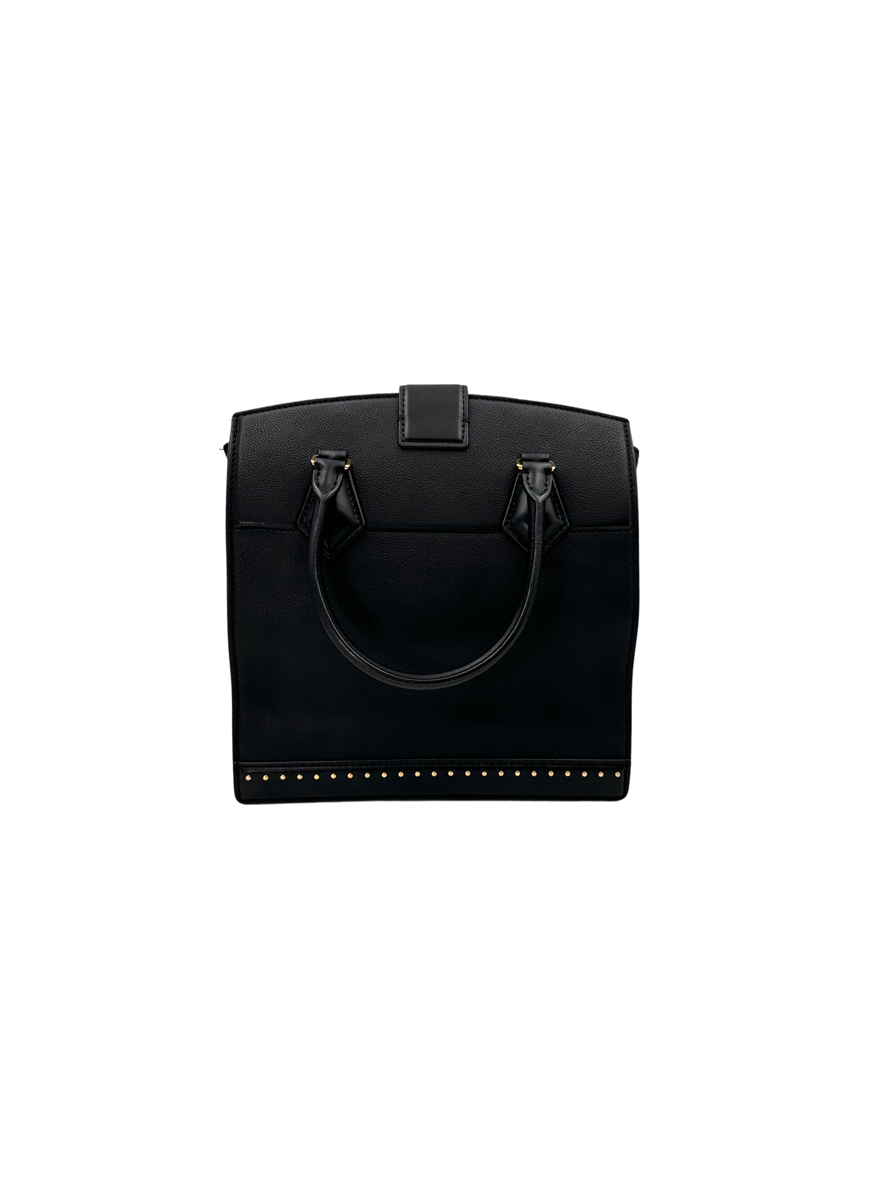 Louis Vuitton Cour Marly Black Taurillon Studded Leather Handle Bag LV2414