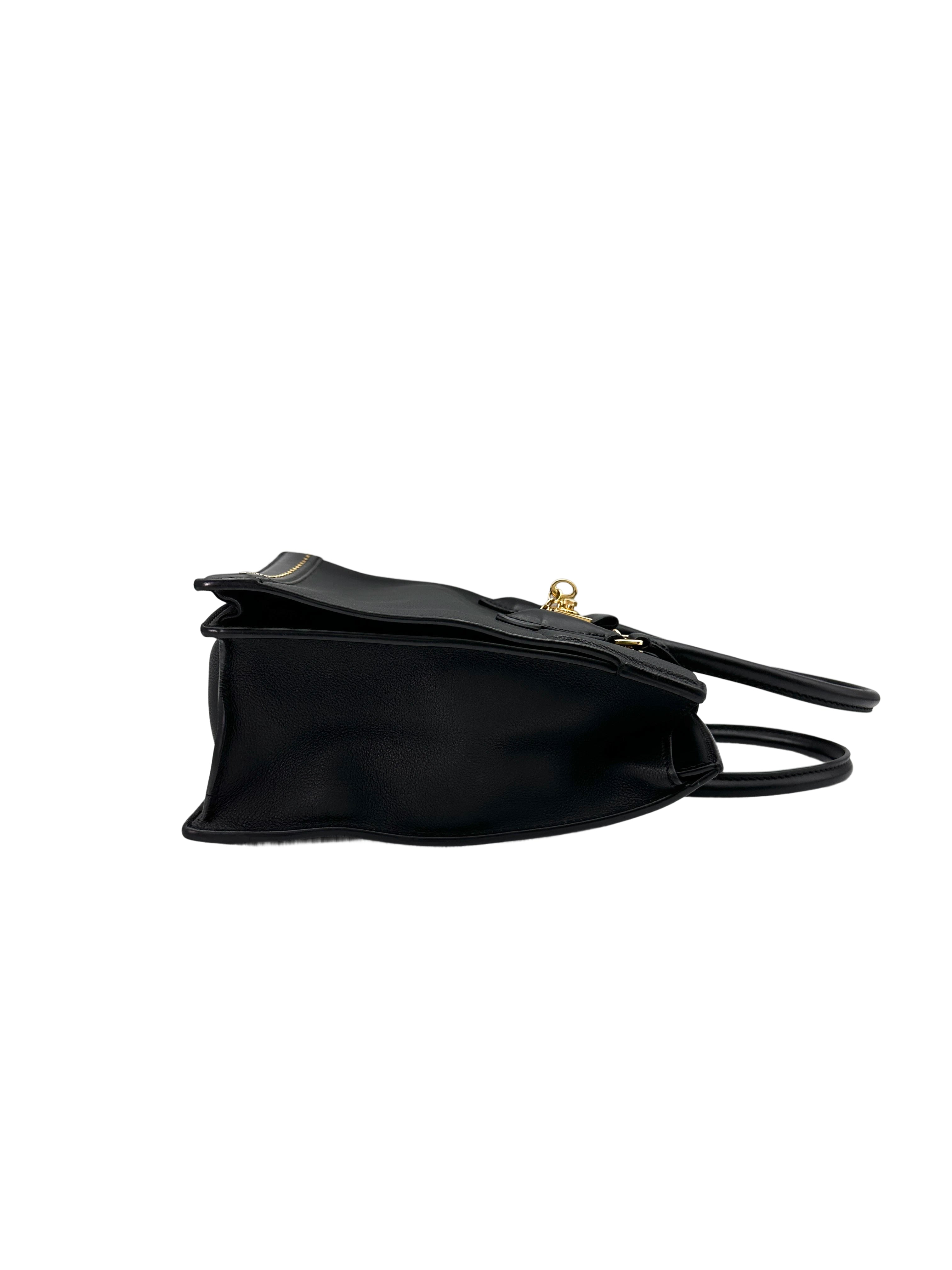 Louis Vuitton Cour Marly Black Taurillon Studded Leather Handle Bag LV2414