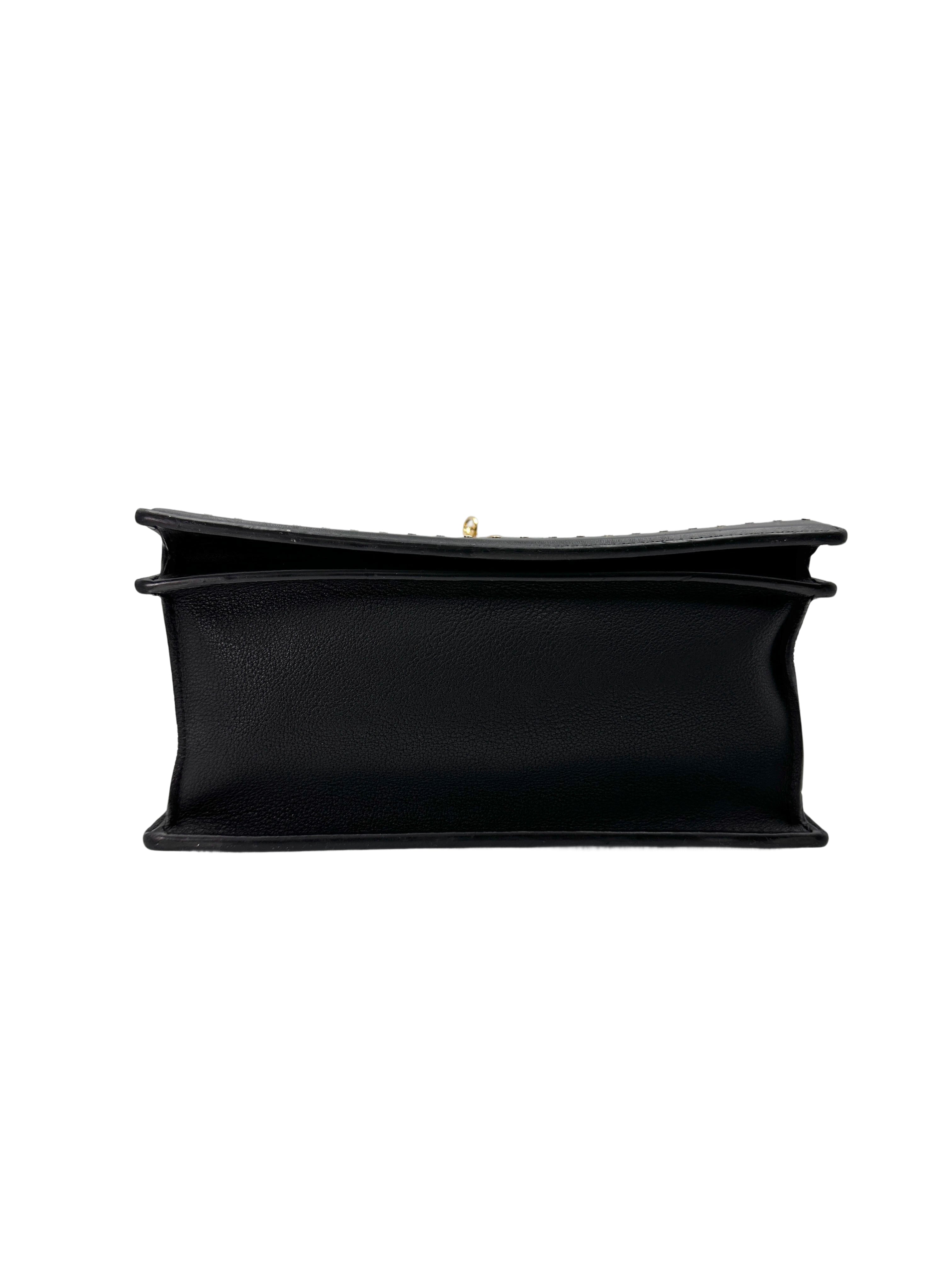 Louis Vuitton Cour Marly Black Taurillon Studded Leather Handle Bag LV2414