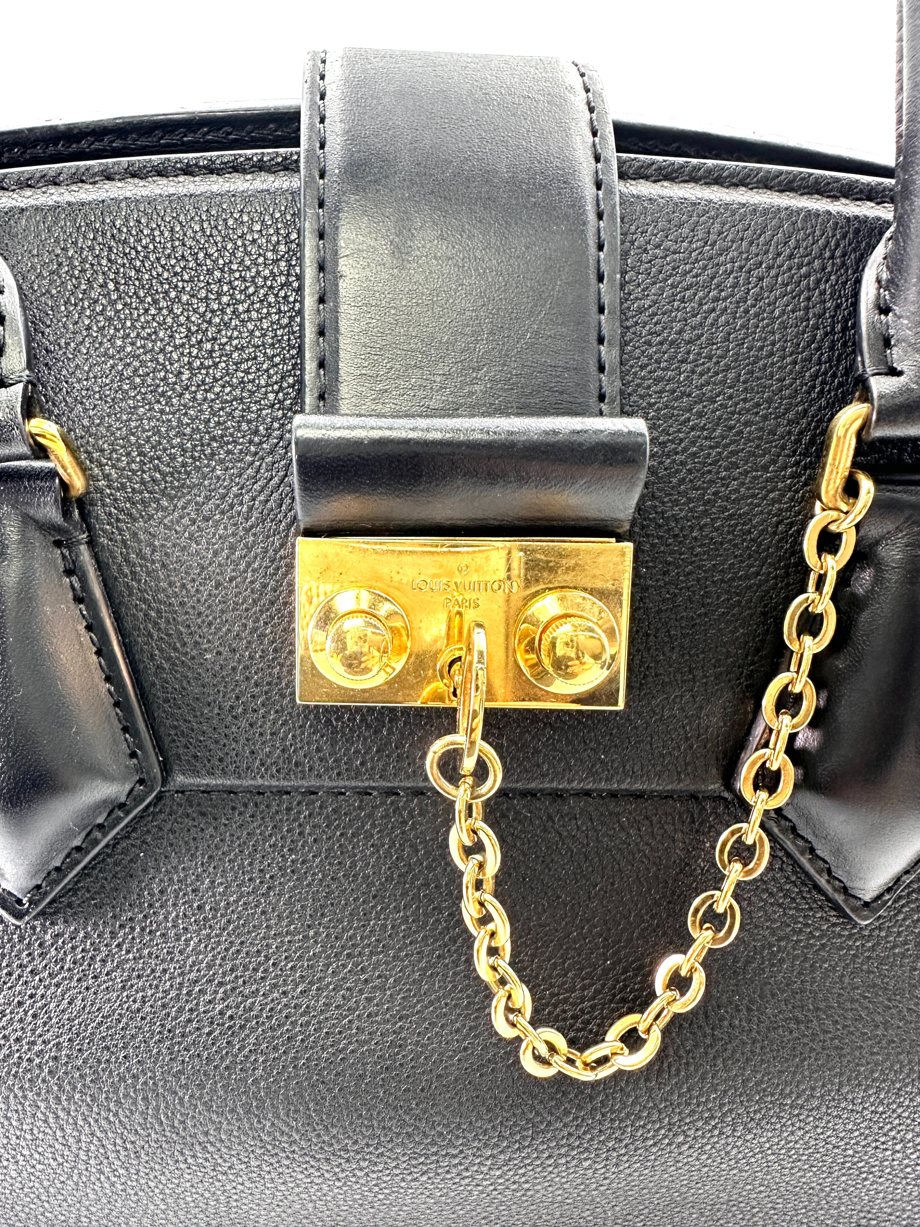 Louis Vuitton Cour Marly Black Taurillon Studded Leather Handle Bag LV2414