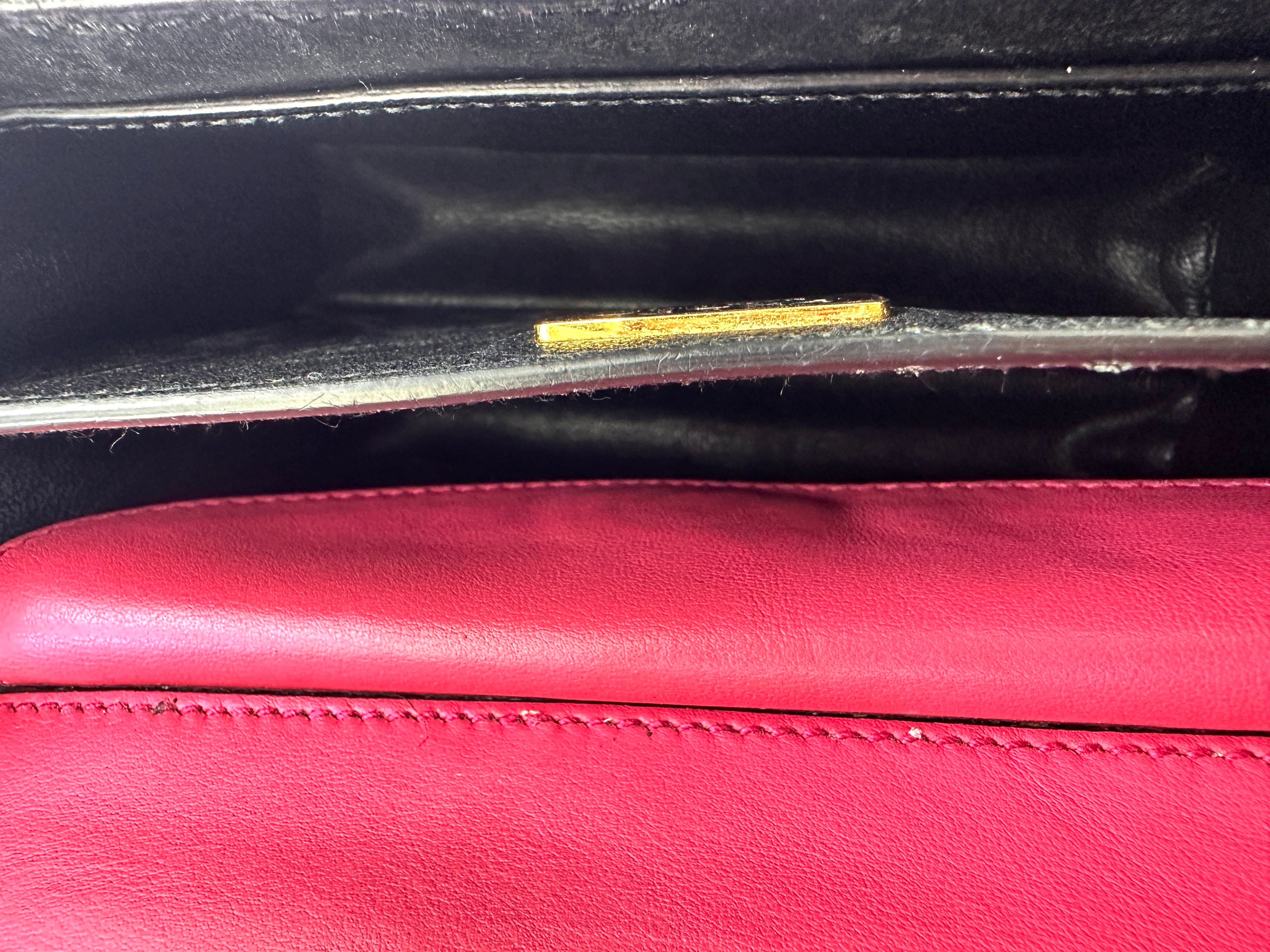 Prada Cahier Pink/Black Saffiano Leather Shoulder Bag With Gold Hardware PR258