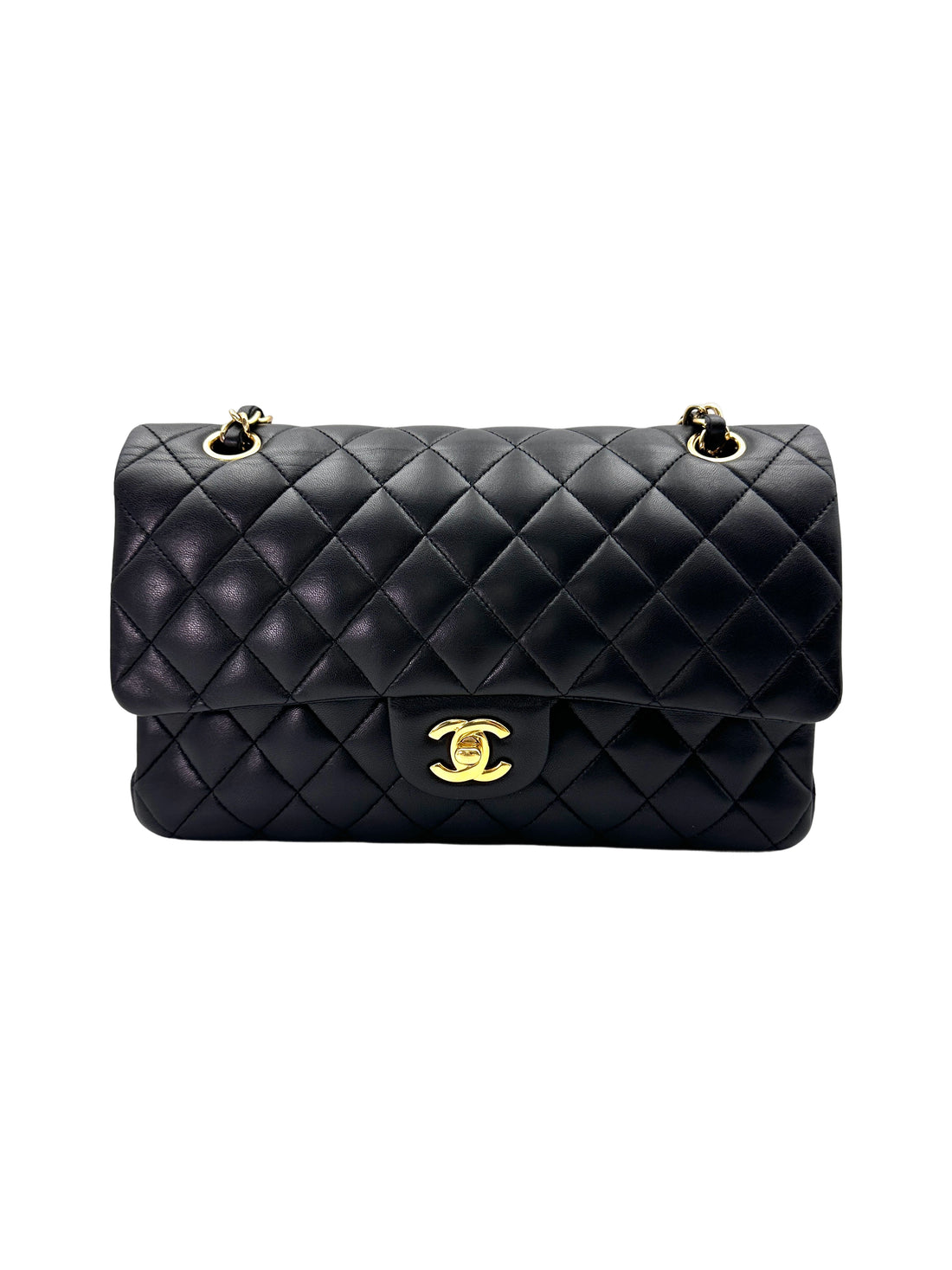 Chanel Classic Flap Black Quilted Lambskin Medium Size Shoulder Bag(13***24) IRIS151