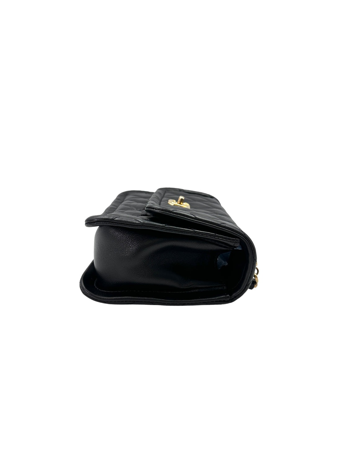 Chanel Black Shiny Quilted Lambskin Button On Top Flap Bag(30***36) IRIS149