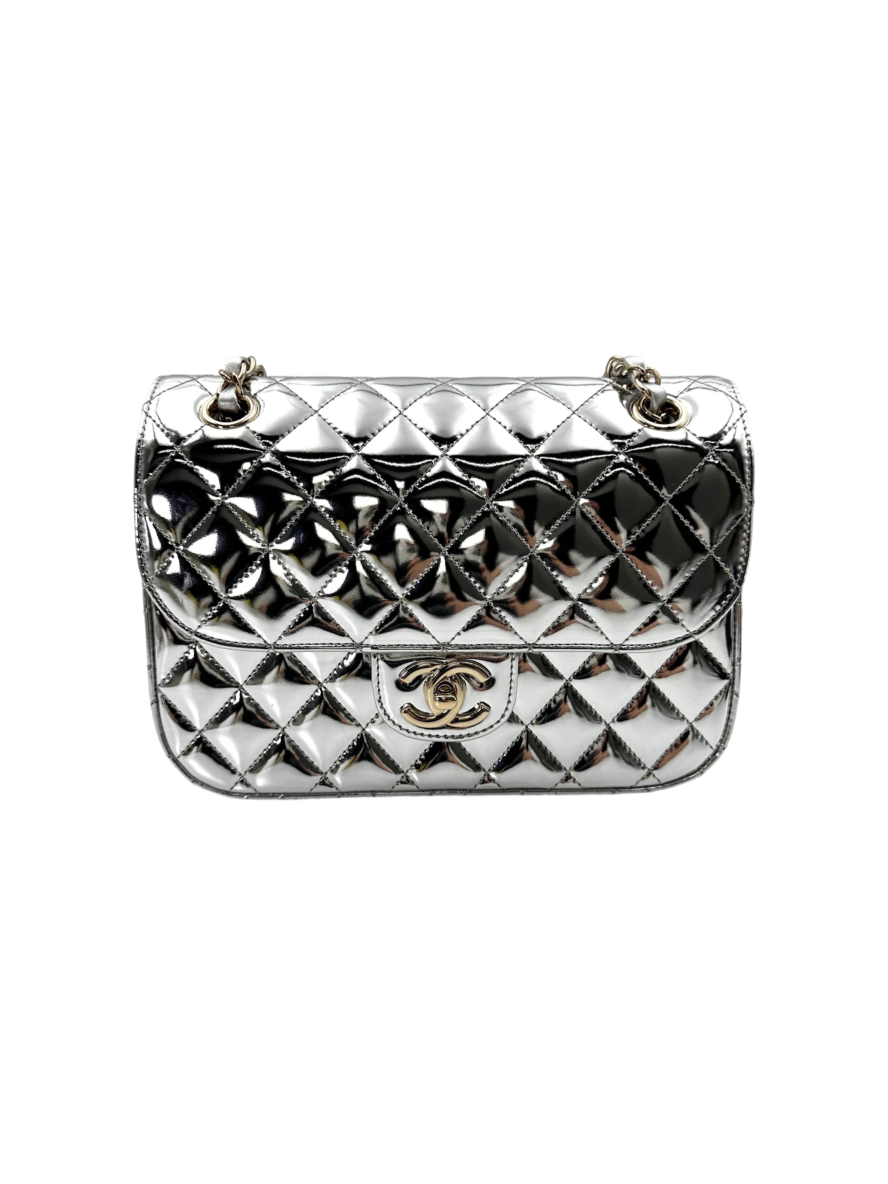 Chanel Hollywood Boulevard Flap Silver Mirror Leather Shoulder Bag With Star Coin Purse(XN***L5) CC1744