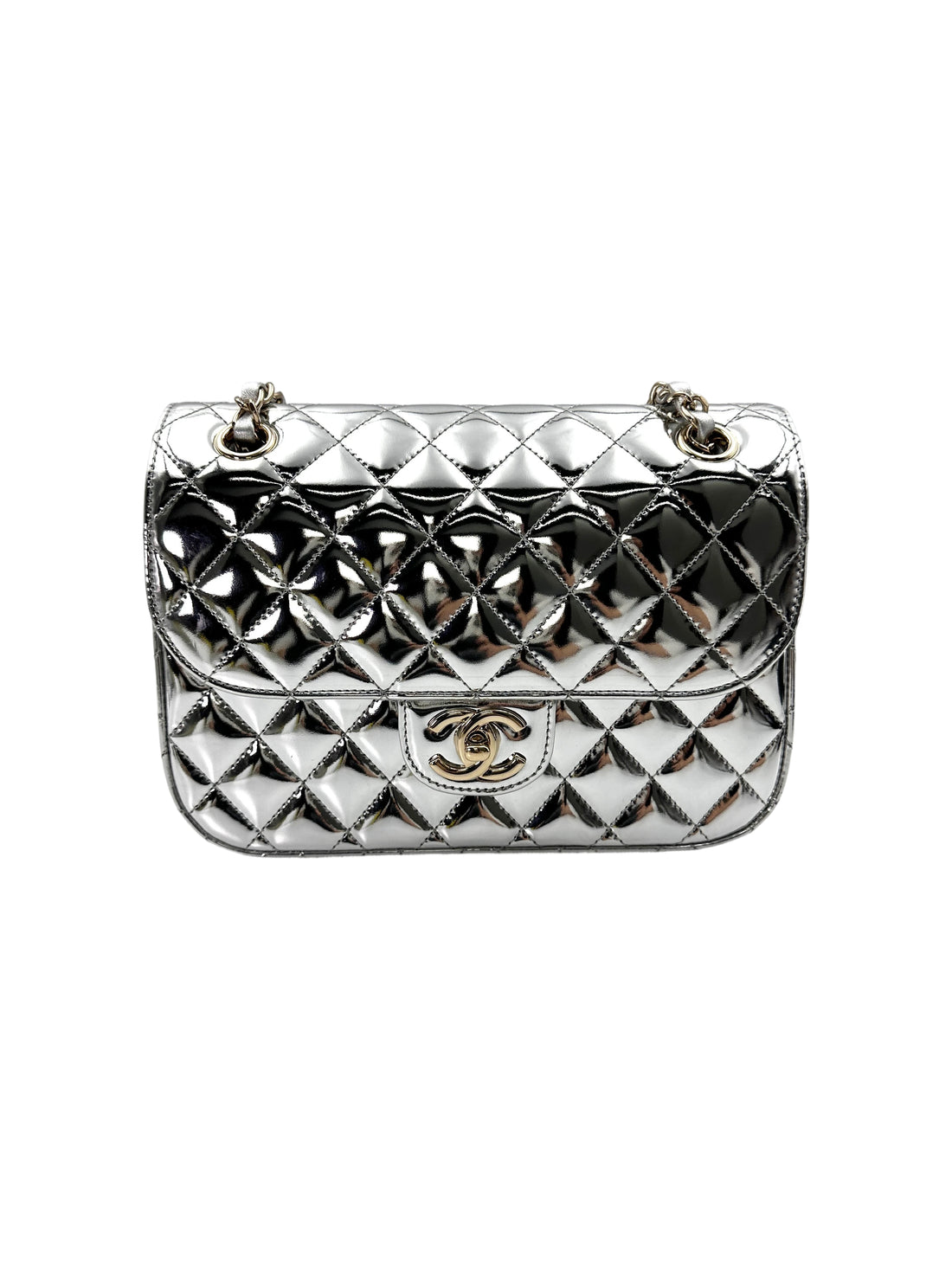 Chanel Hollywood Boulevard Flap Silver Mirror Leather Shoulder Bag With Star Coin Purse(XN***L5) CC1744