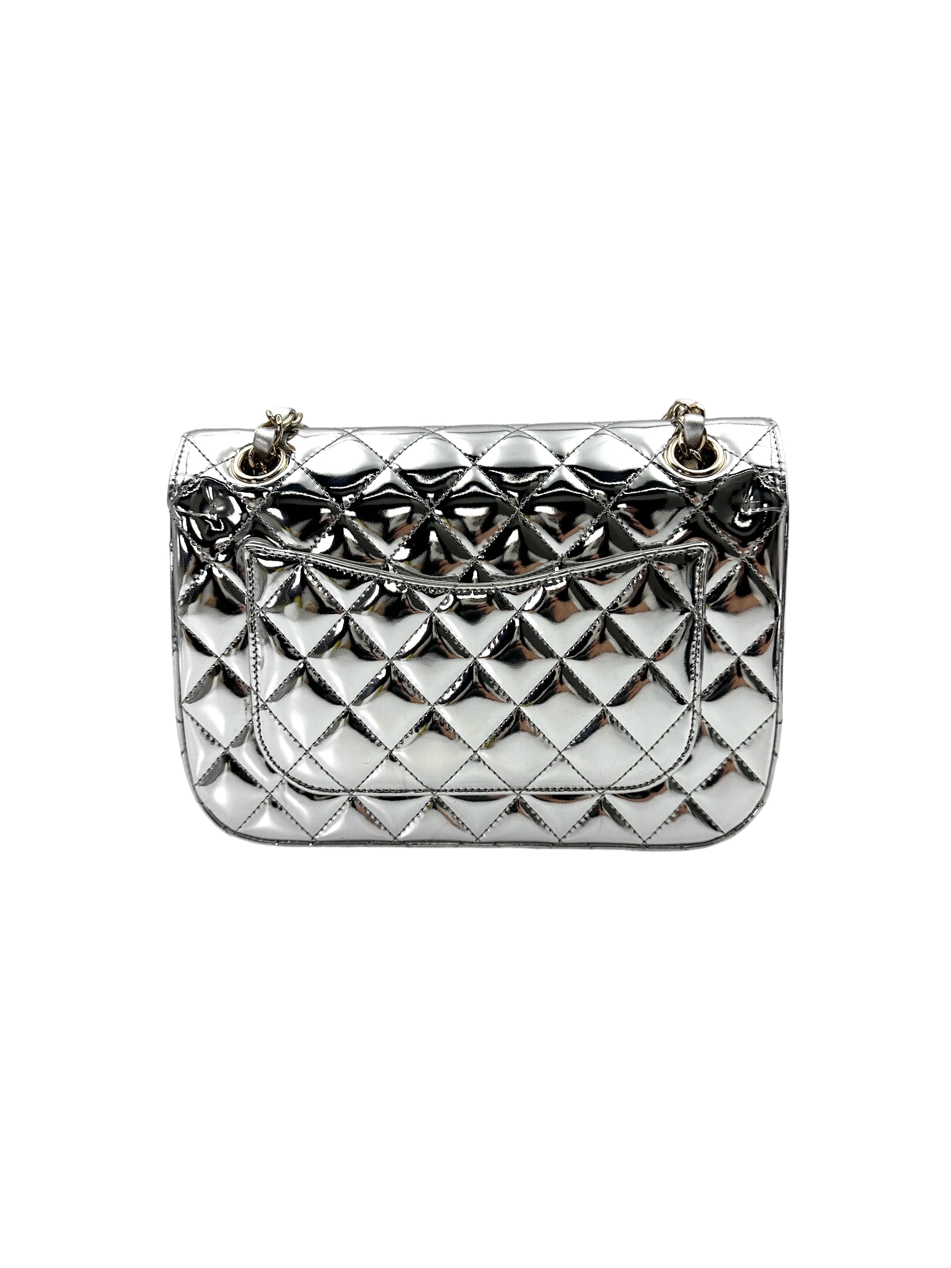 Chanel Hollywood Boulevard Flap Silver Mirror Leather Shoulder Bag With Star Coin Purse(XN***L5) CC1744