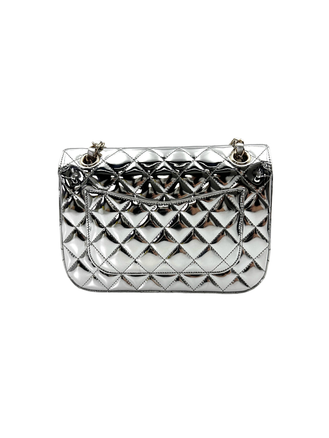 Chanel Hollywood Boulevard Flap Silver Mirror Leather Shoulder Bag With Star Coin Purse(XN***L5) CC1744