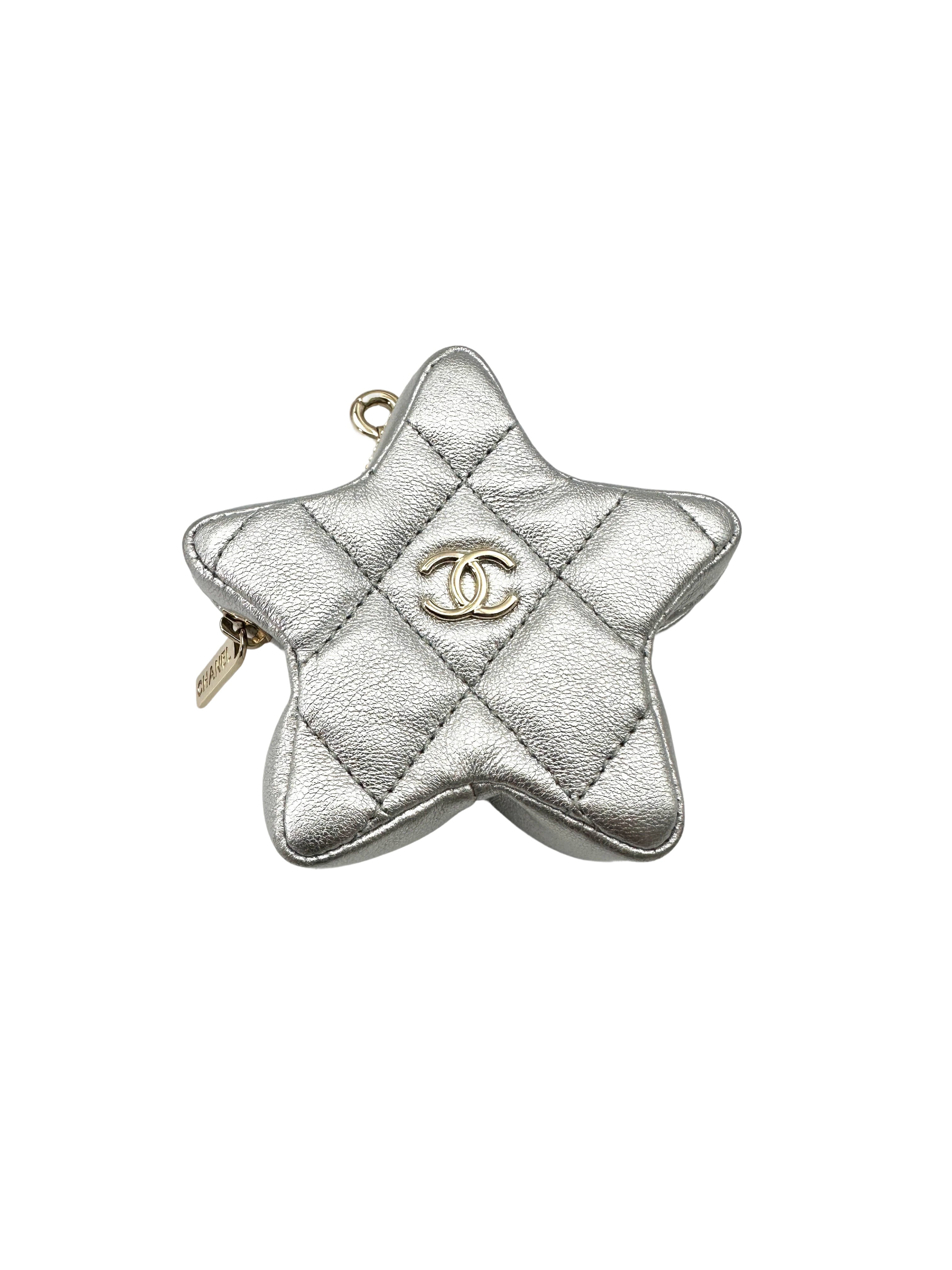 Chanel Hollywood Boulevard Flap Silver Mirror Leather Shoulder Bag With Star Coin Purse(XN***L5) CC1744
