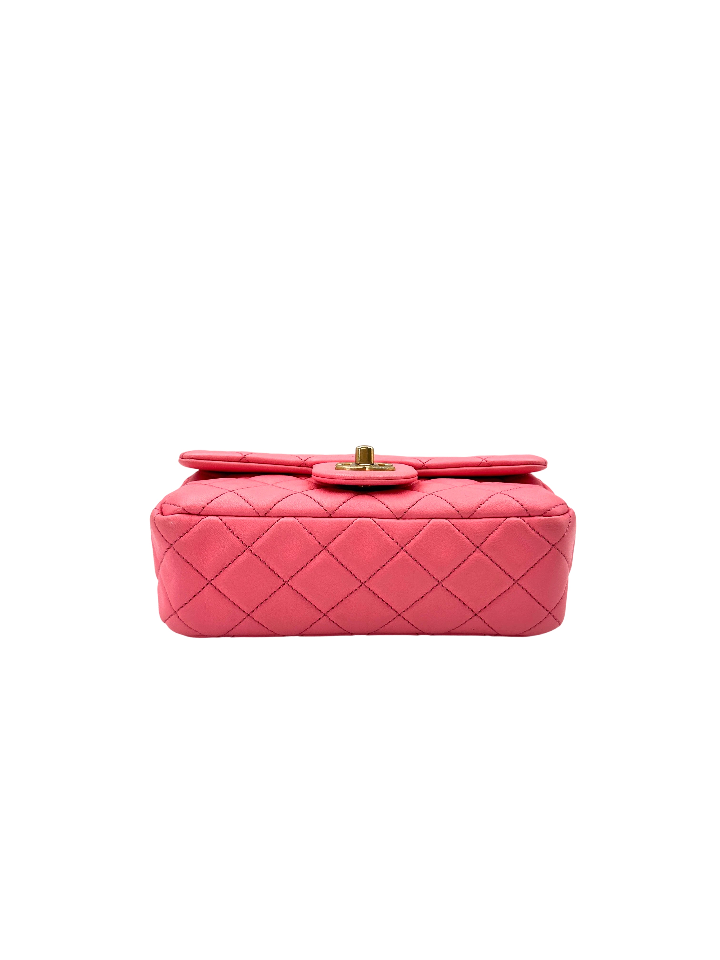 Chanel Mini CF Pink Quilted Flap Bag With Gold Hardware(LH***T7) IRIS150