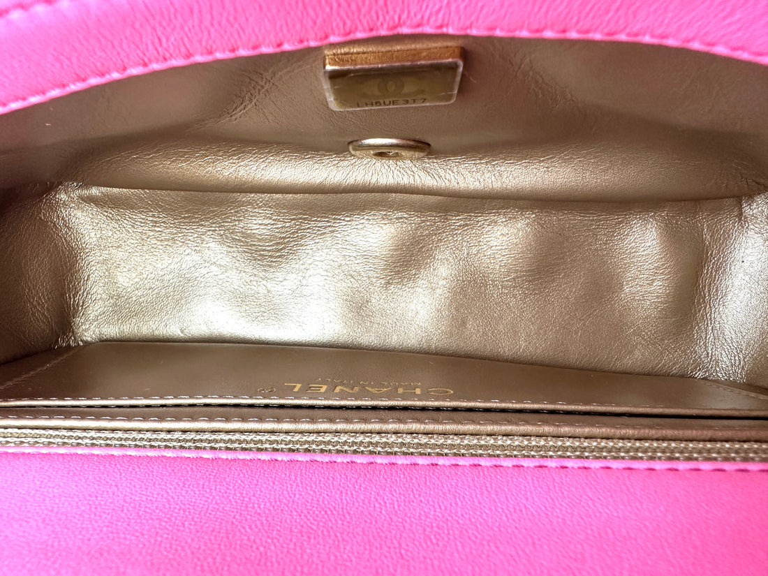Chanel Mini CF Pink Quilted Flap Bag With Gold Hardware(LH***T7) IRIS150