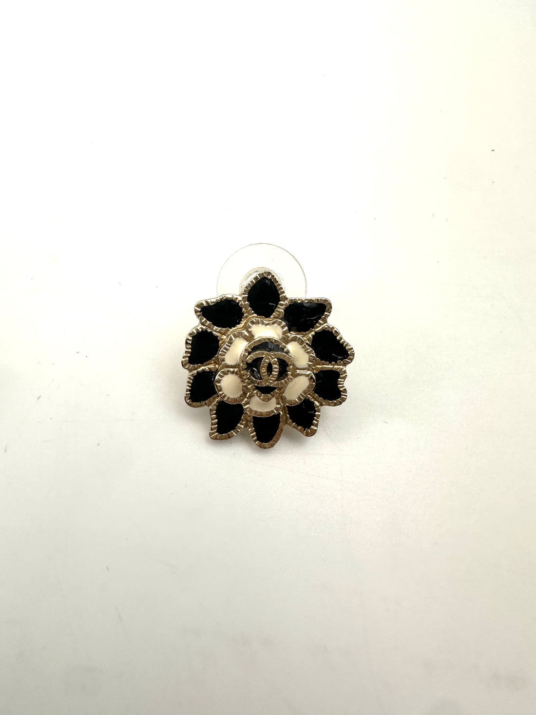 Chanel B15C Camellia Flower CC Logo Earrings CC1747