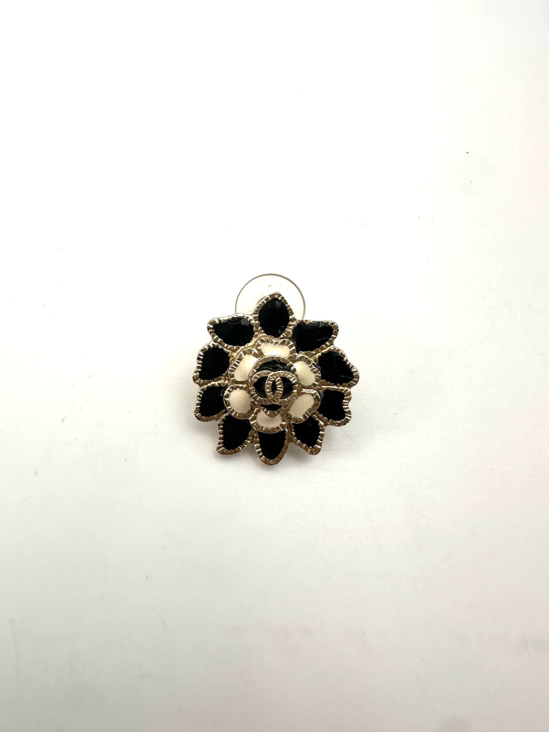 Chanel B15C Camellia Flower CC Logo Earrings CC1747