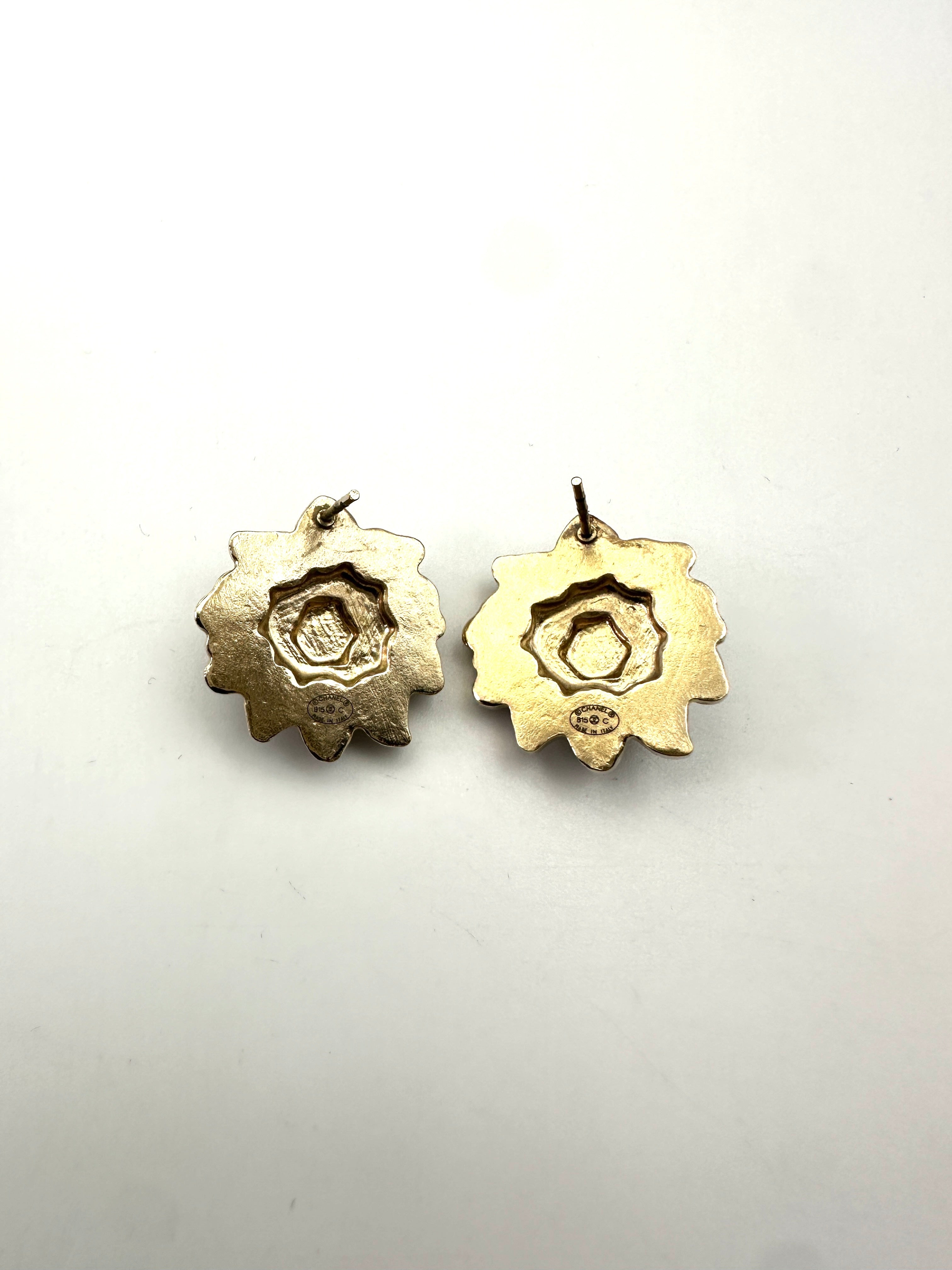 Chanel B15C Camellia Flower CC Logo Earrings CC1747