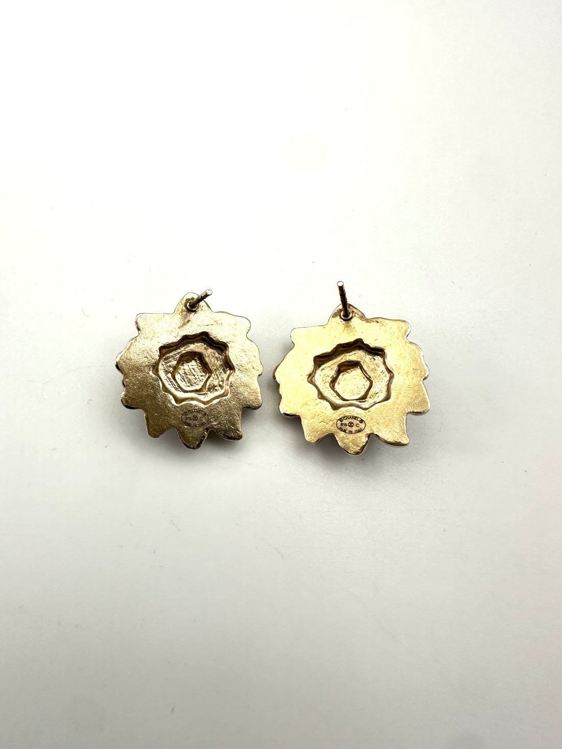 Chanel B15C Camellia Flower CC Logo Earrings CC1747