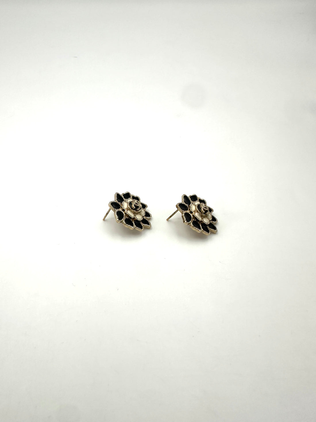 Chanel B15C Camellia Flower CC Logo Earrings CC1747