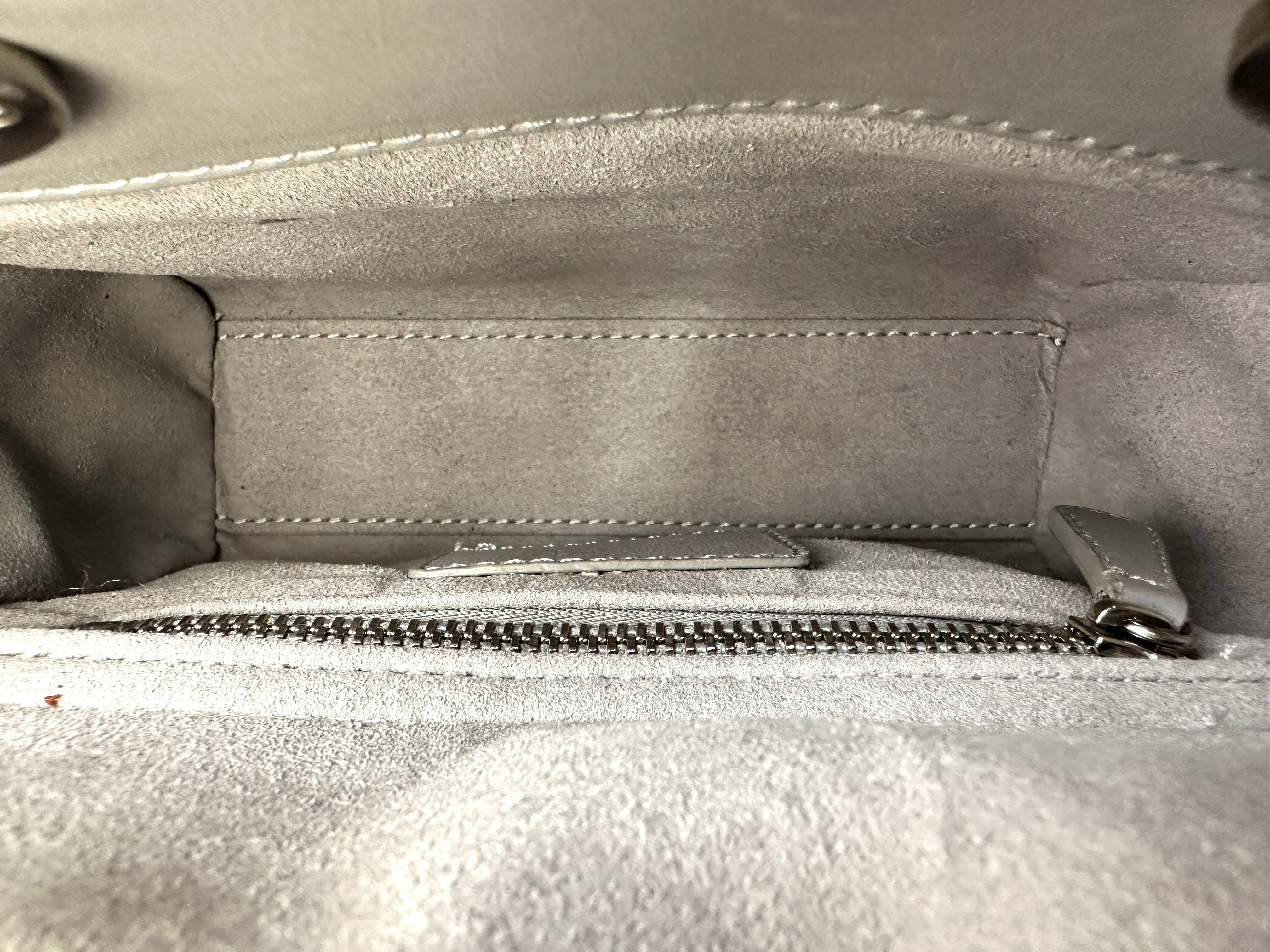 Christian Dior Lady Dior Grey Cannage Lambskin Handle Bag With Silver Charms DR665