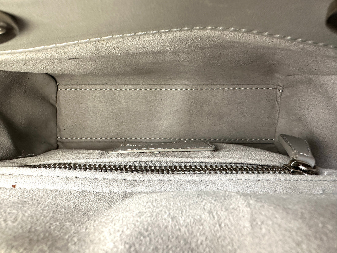 Christian Dior Lady Dior Grey Cannage Lambskin Handle Bag With Silver Charms DR665