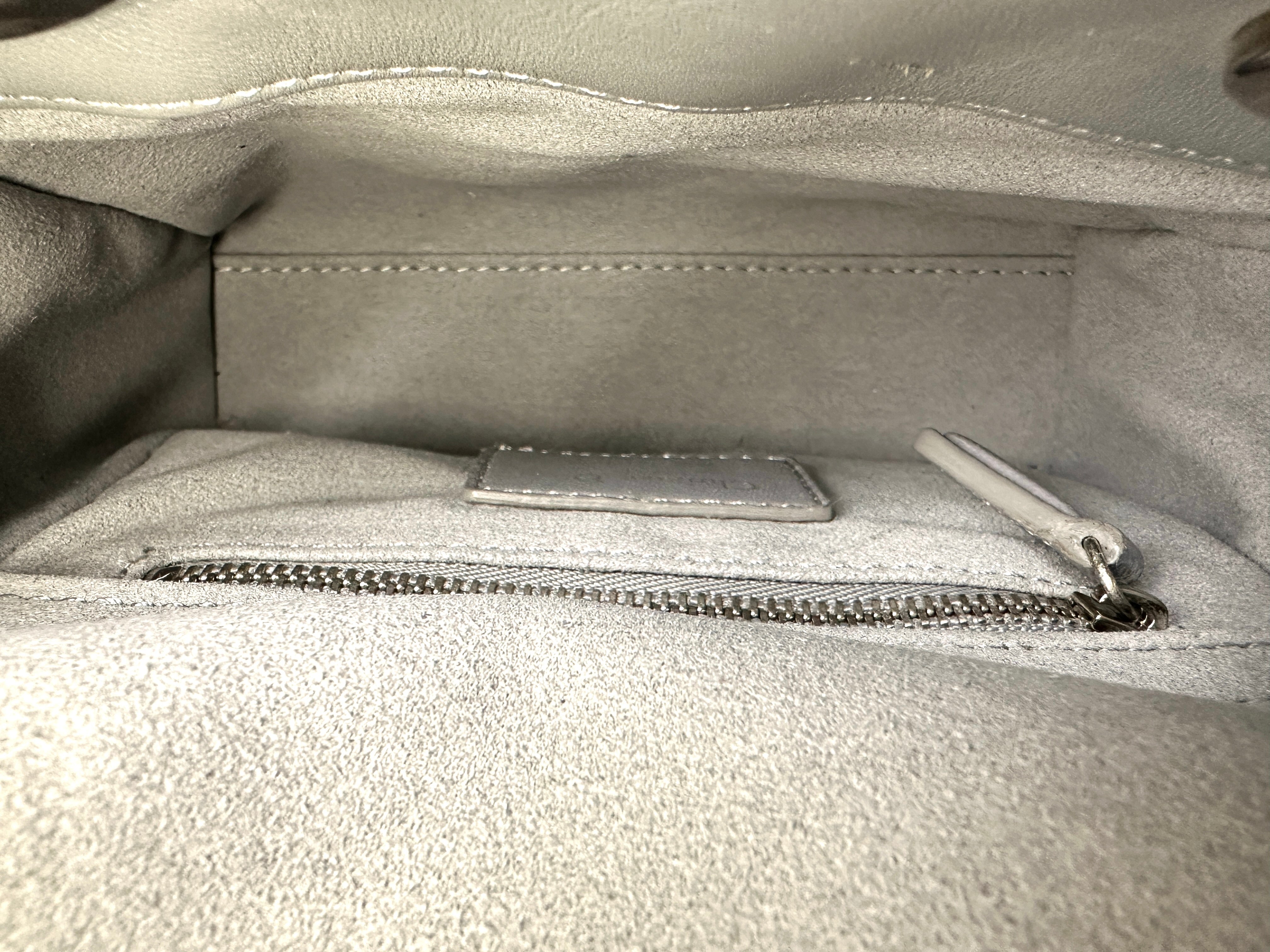 Christian Dior Lady Dior Grey Cannage Lambskin Handle Bag With Silver Charms DR661