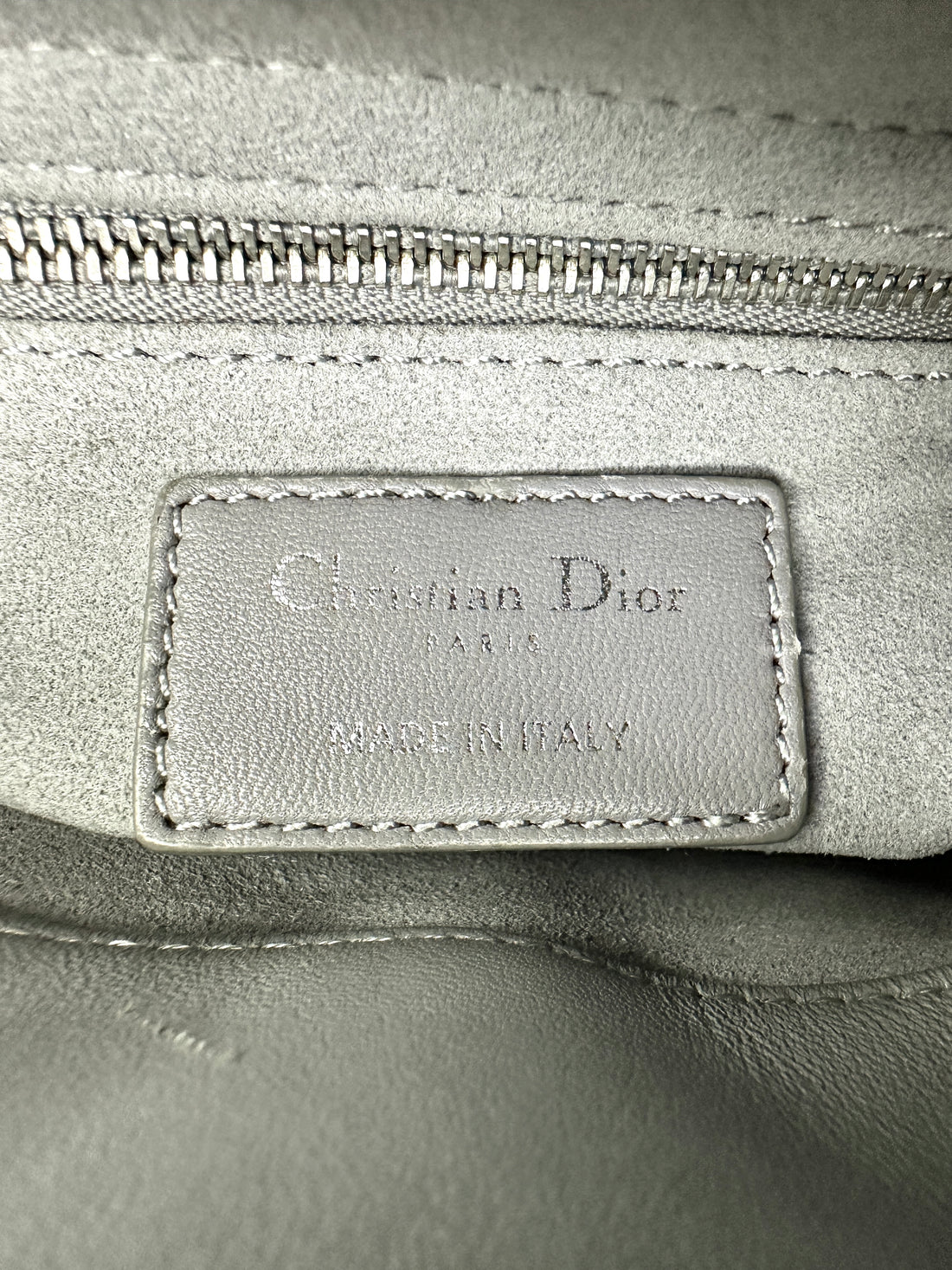 Christian Dior Lady Dior Grey Cannage Lambskin Handle Bag With Silver Charms DR661